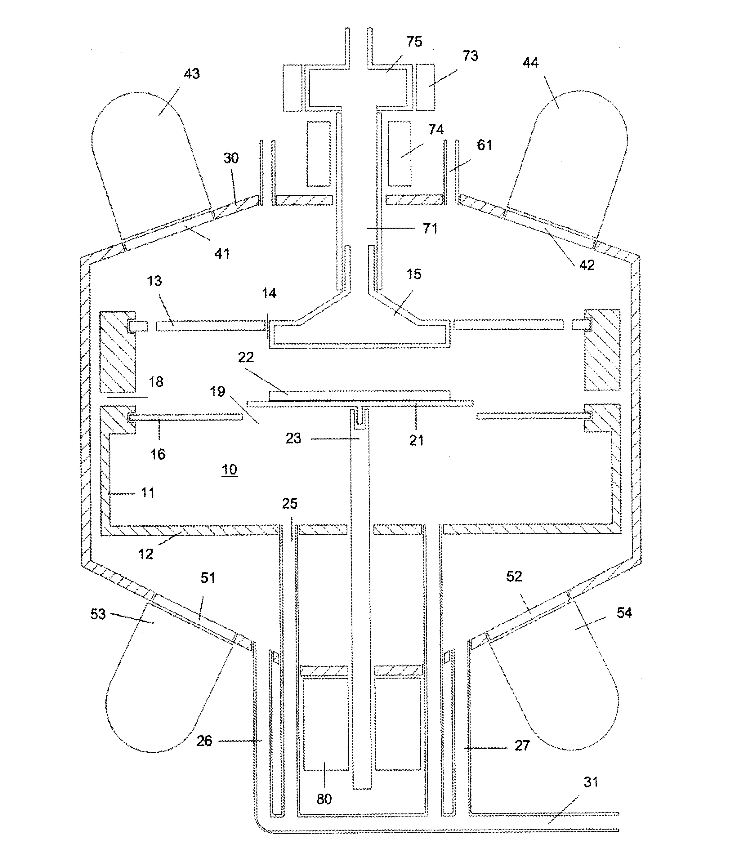 Reacteur pyrolytique a pompage axial