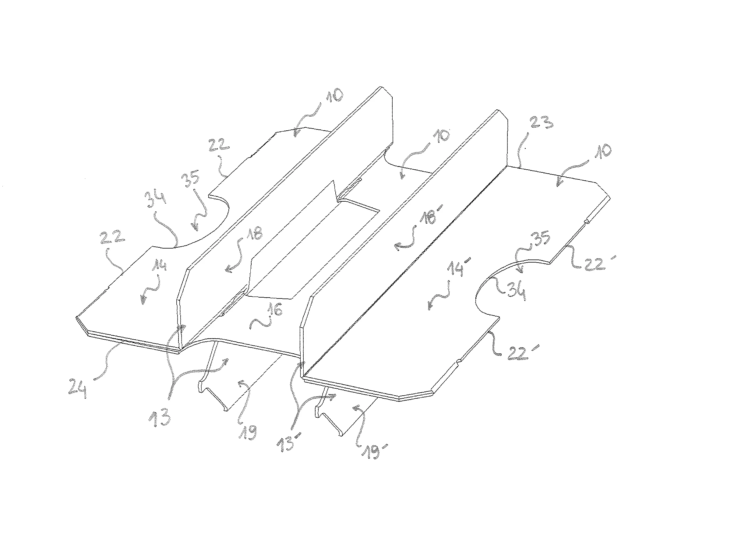Dispositif de cloisonnement d'une caisse transportant des bouteilles, en deux rangees de trois bouteilles, de maniabilite amelioree