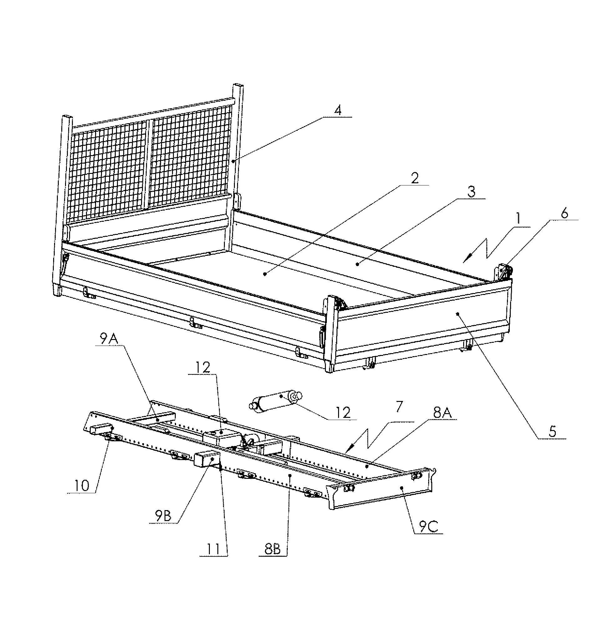 Benne du type positionnable sur le chassis de tout vehicule utilitaire