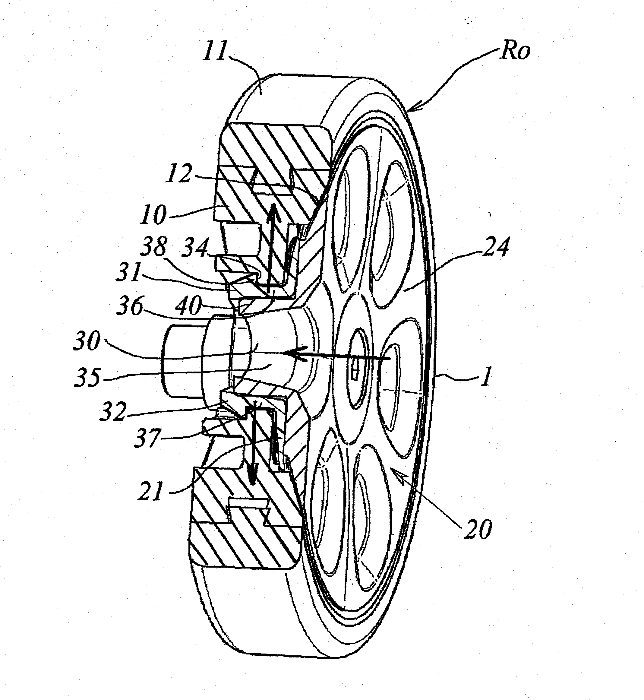Roulette avec flasque