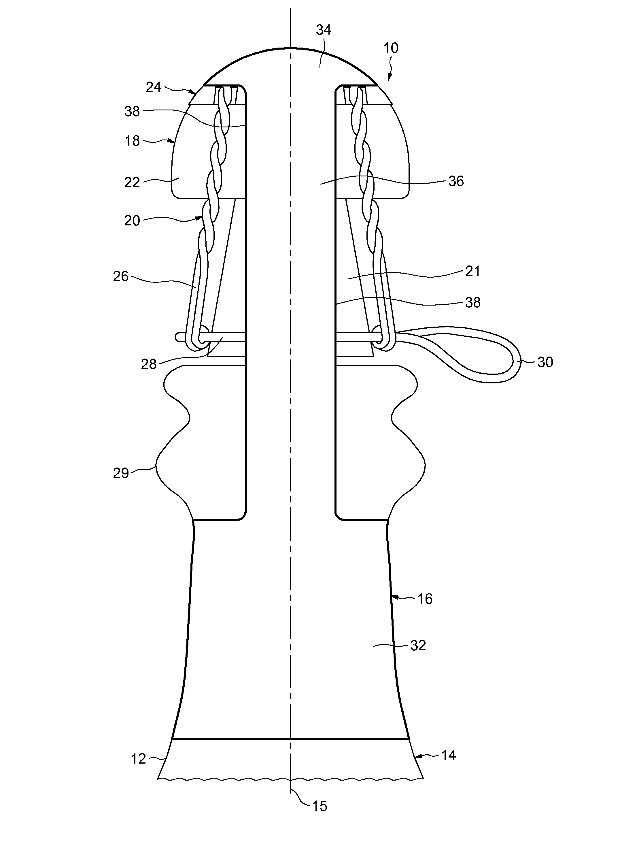 Dispositif de securite pour bouteille contenant un liquide effervescent.
