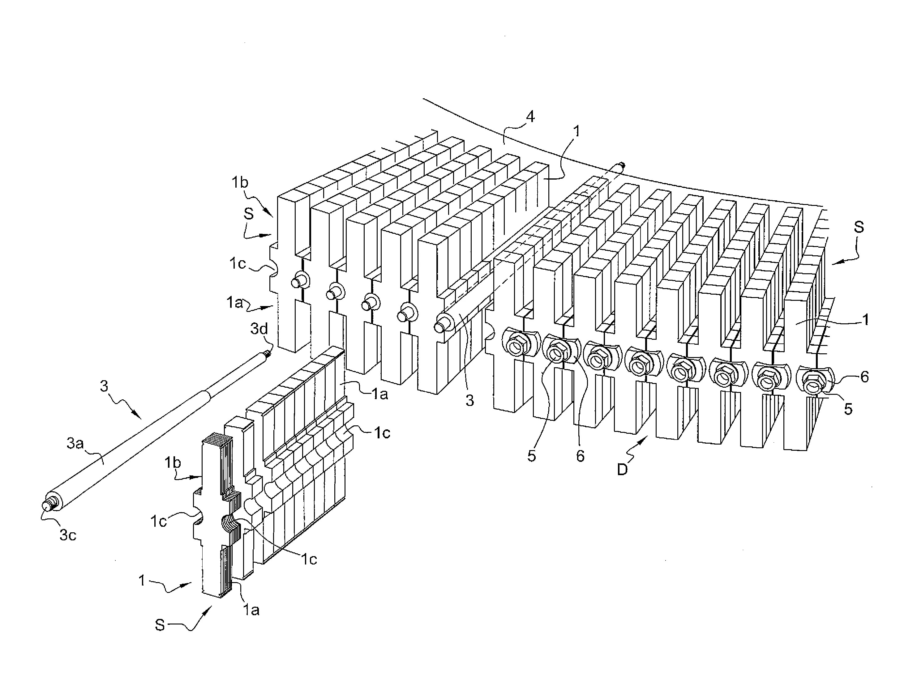 Stator pour machine electrique discoide a flux axial dont le disque est constitue par une pluralite de secteurs