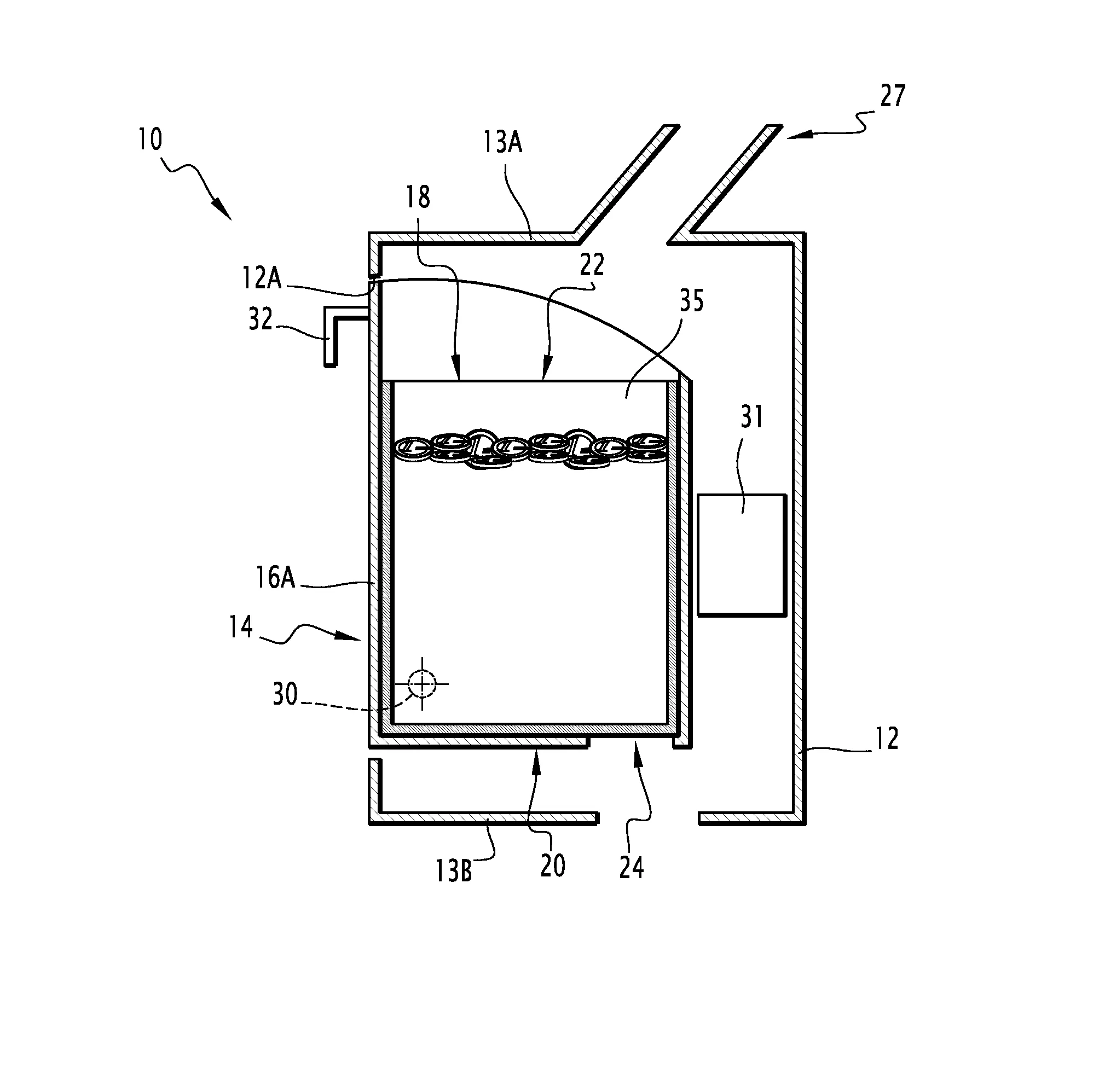Dispositif de collecte de pieces de monnaie pour un appareil a pieces