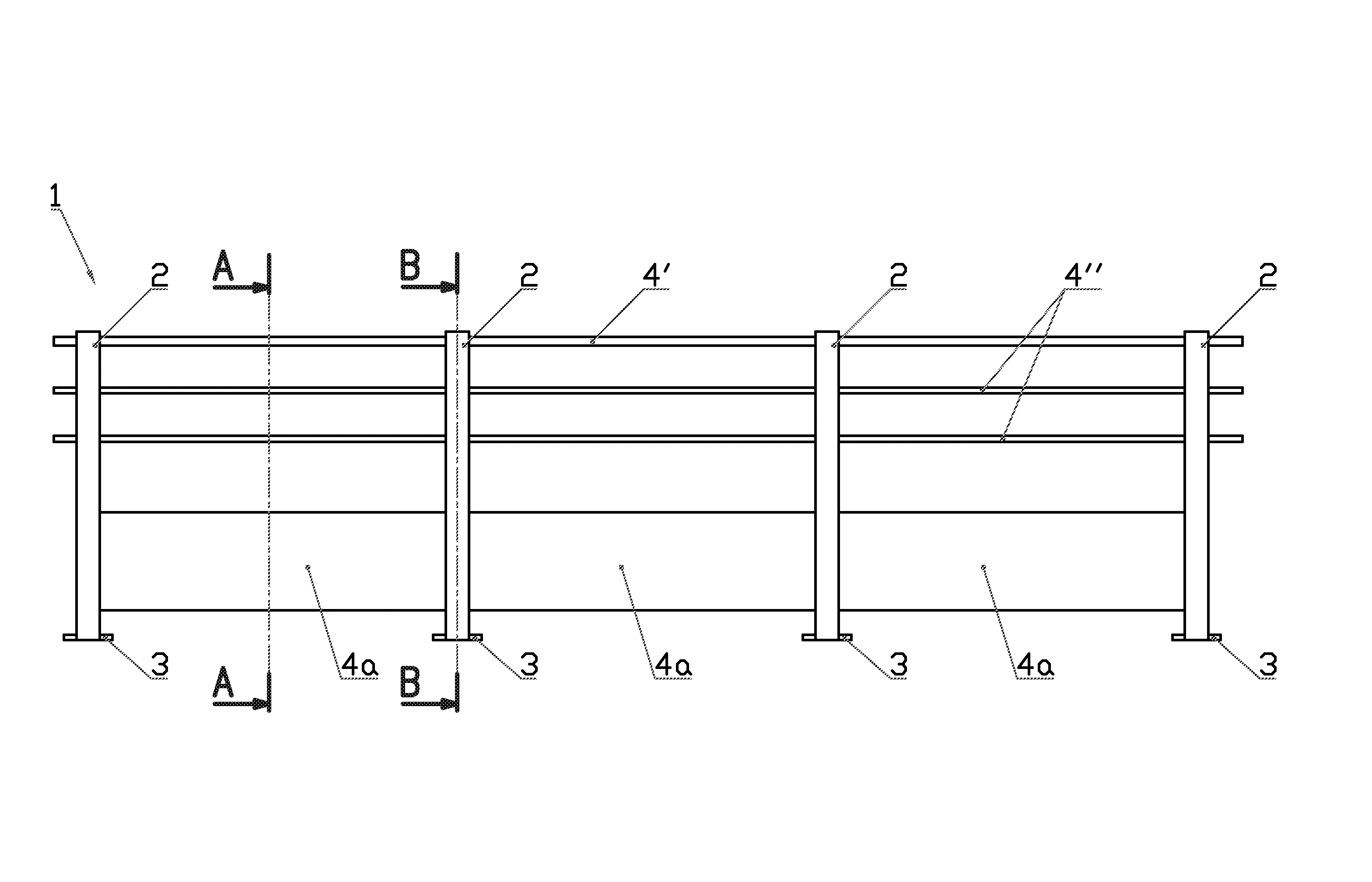 Garde-corps constitue d'un ensemble de pieces detachees pretes a etre assemblees et comportant au moins une jardiniere.