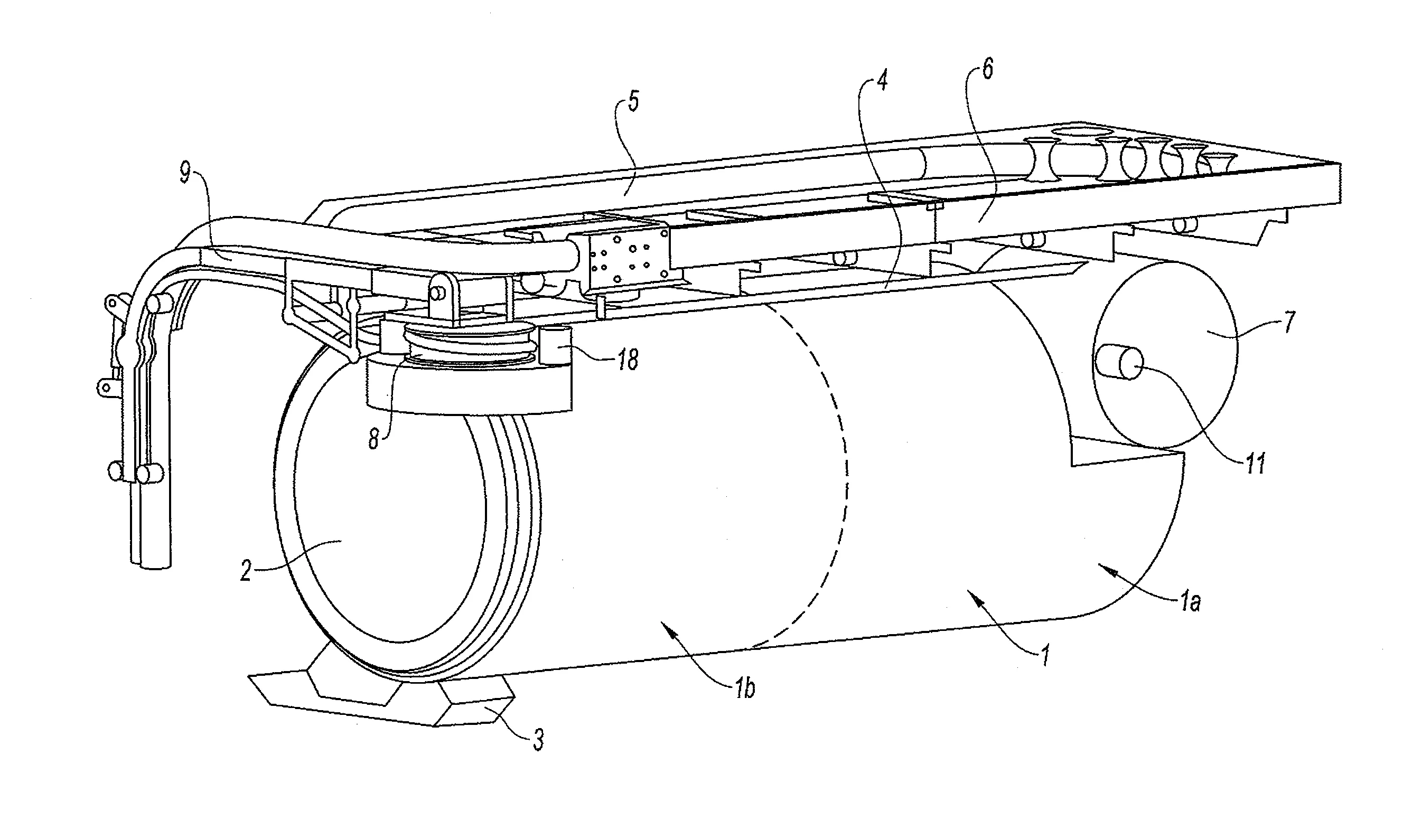 Dispositif d'enroulage et de deroulage automatique d'un flexible de nettoyage haute pression associe a un tuyau d'aspiration equipant un vehicule combine hydrocureur