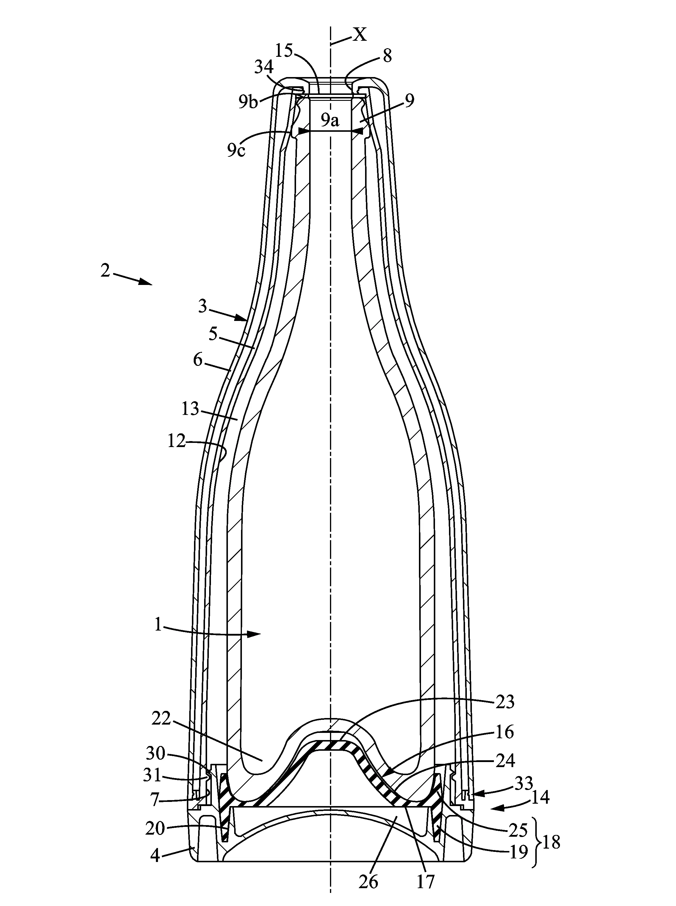 Conteneur de liquide avec dispositif de protection.