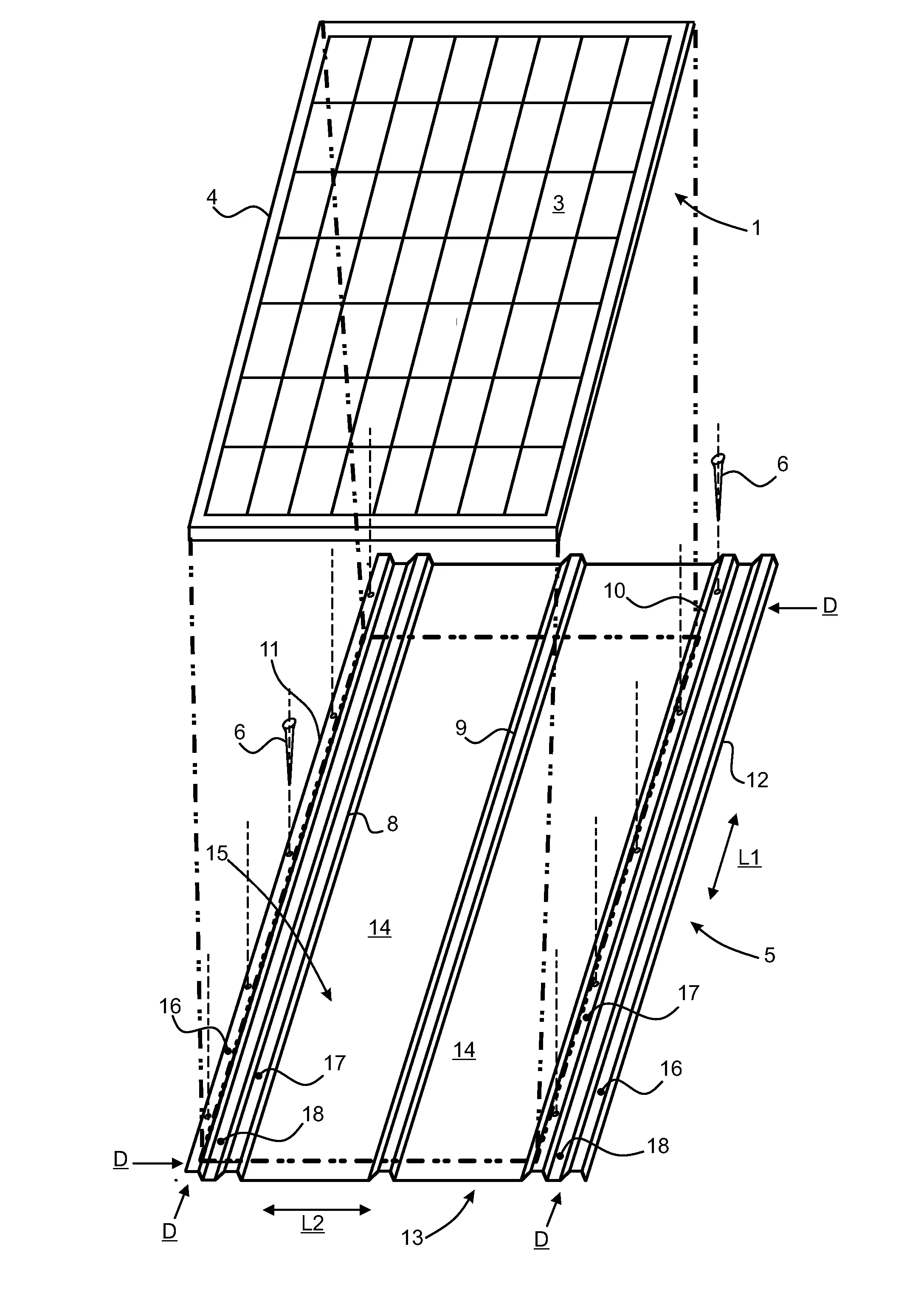 Element de couverture integrant un panneau photovoltaique et une structure de montage.