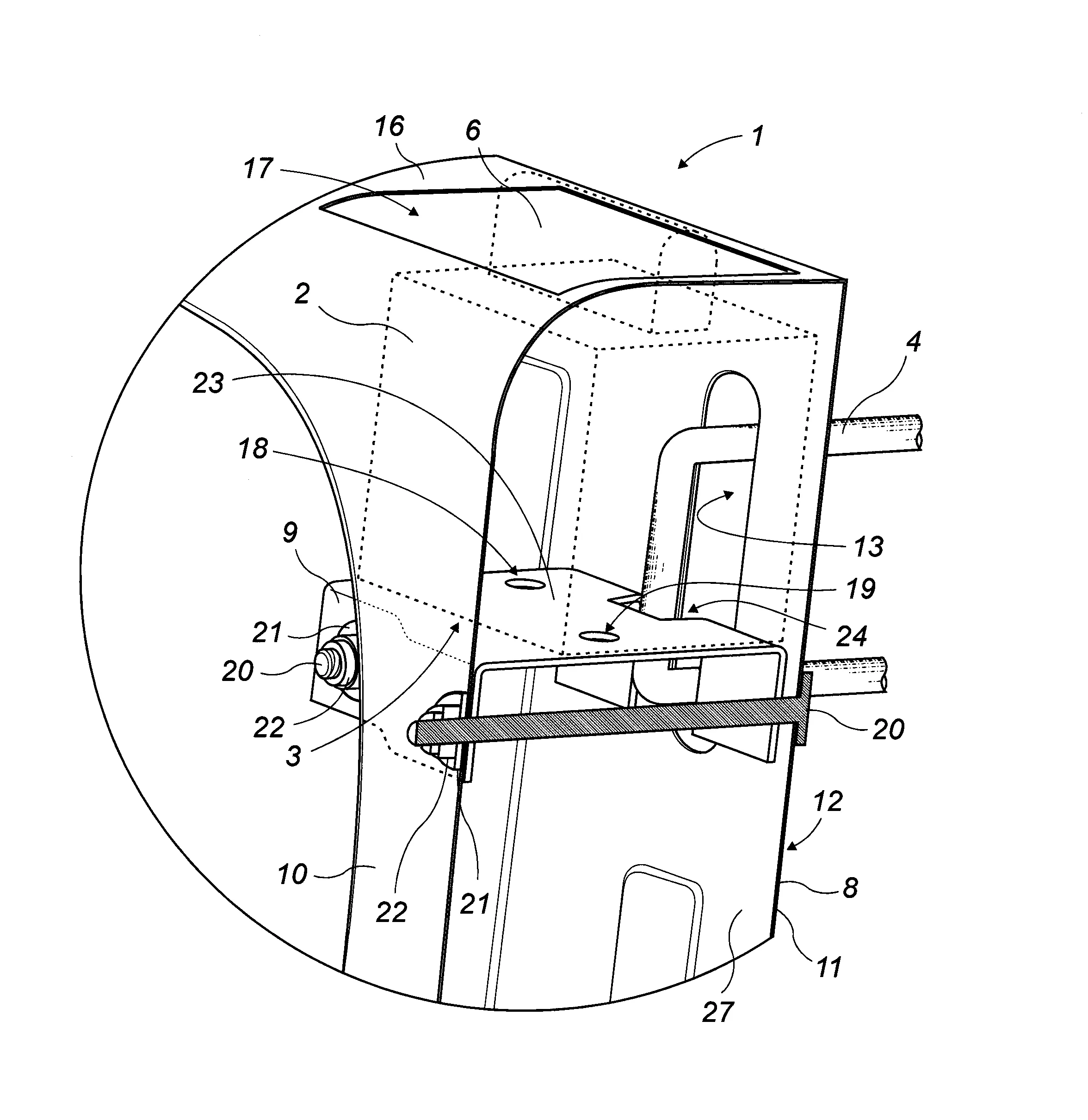 Dossier de siege arriere en matiere plastique soufflee pour vehicule routier avec bloc-serrure incorpore au niveau du coin superieur