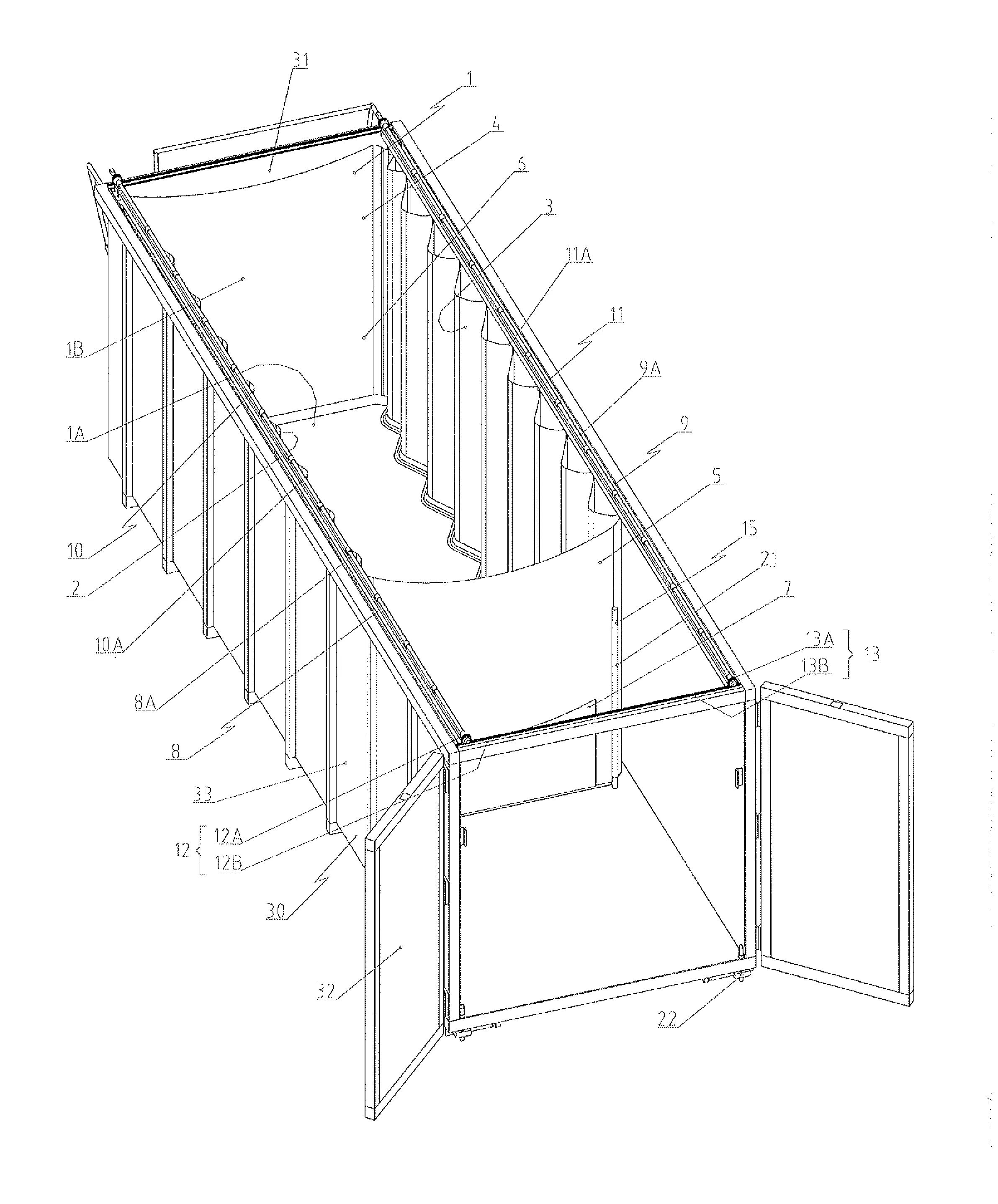 Garniture pour benne dechargeable par l'arriere, benne equipee d'une telle garniture et son procede de chargement/dechargement