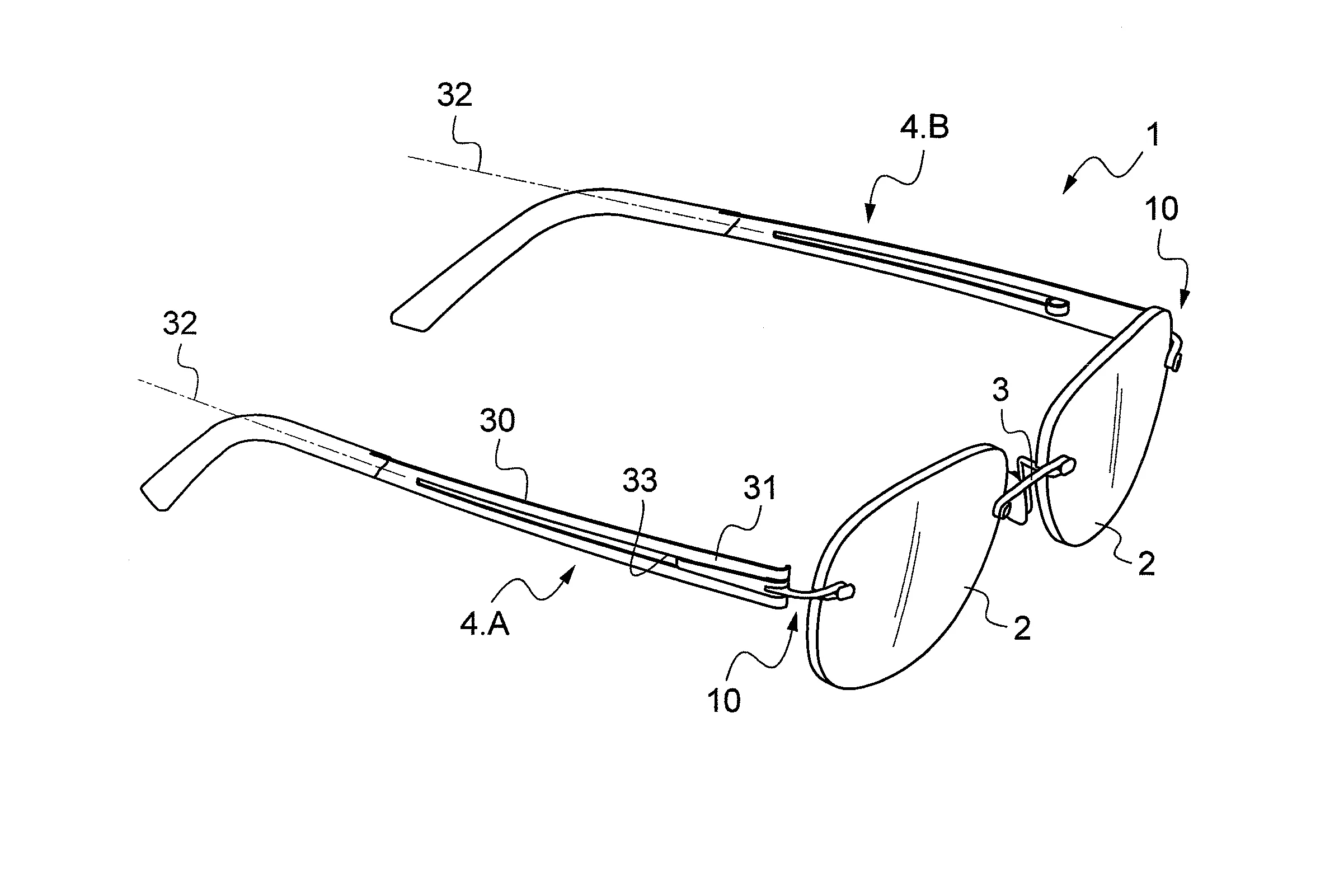 Monture de lunettes a branche clipee