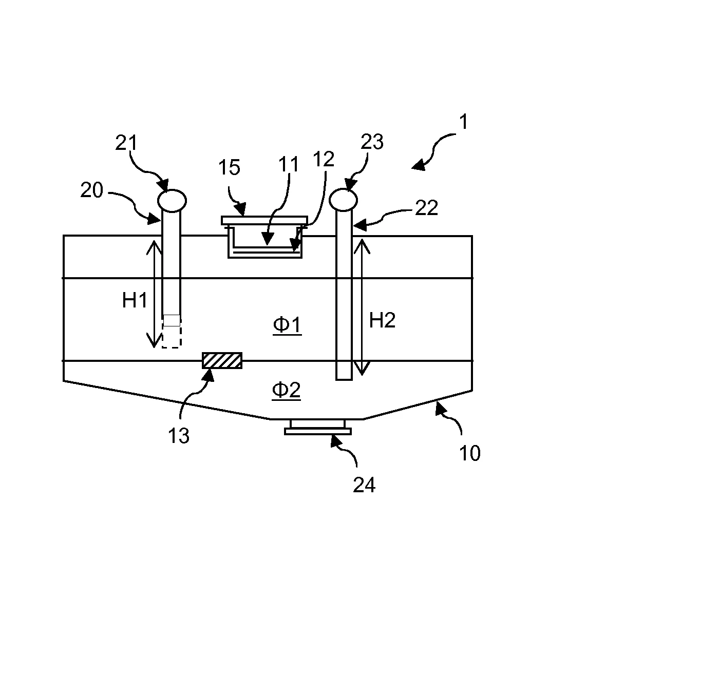 Enceinte pour huiles alimentaires usagees multifractions et procede de traitement desdites huiles