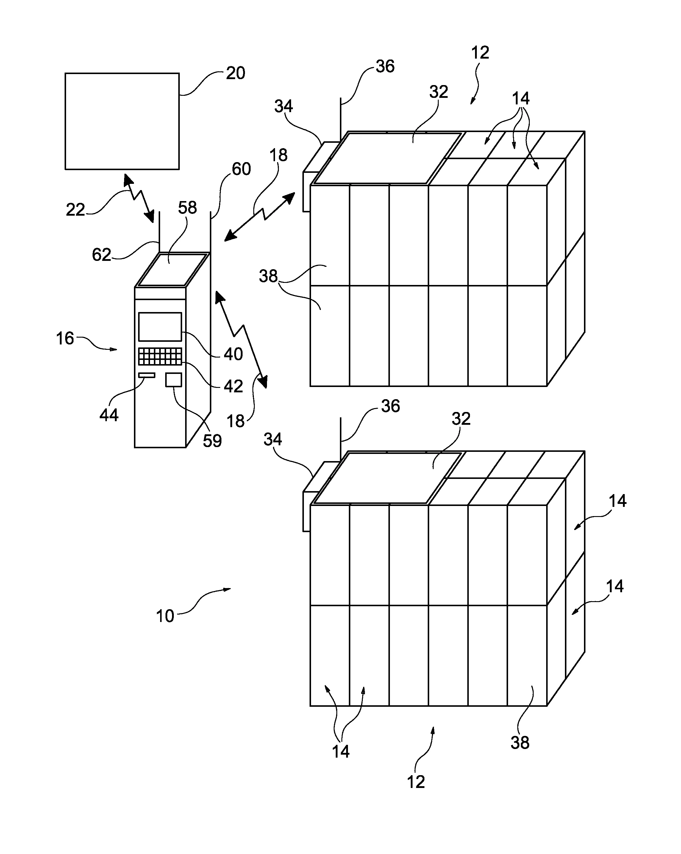 Procede de pilotage d'un systeme modulaire de distribution de bouteilles de gaz comprenant au moins un presentoir avec une pluralite de casiers a bouteille et une borne de pilotage de chaque presentoir, relies par une liaison radioelectrique