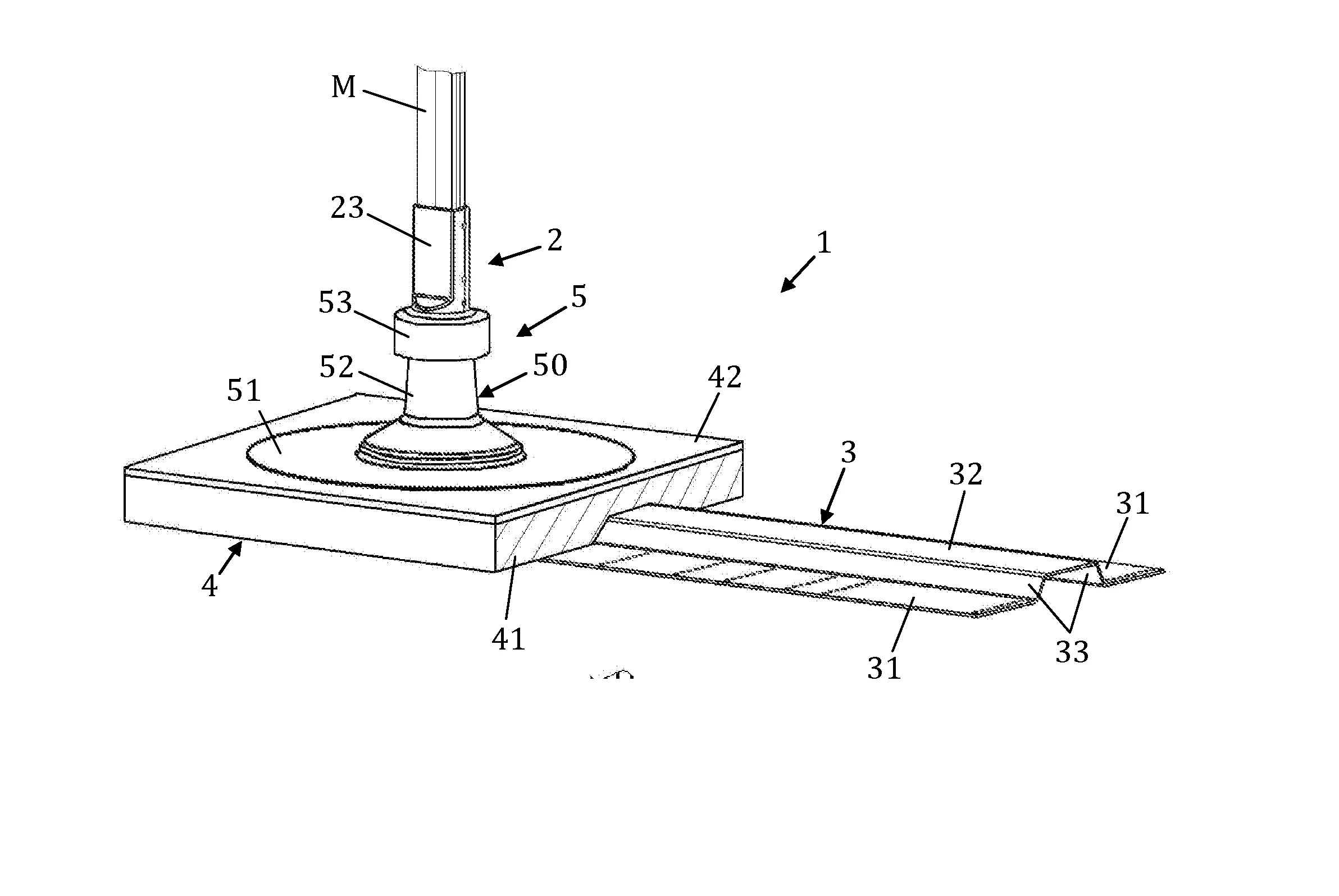 Systeme de fixation d’un montant de garde-corps sur un bac de couverture de toit