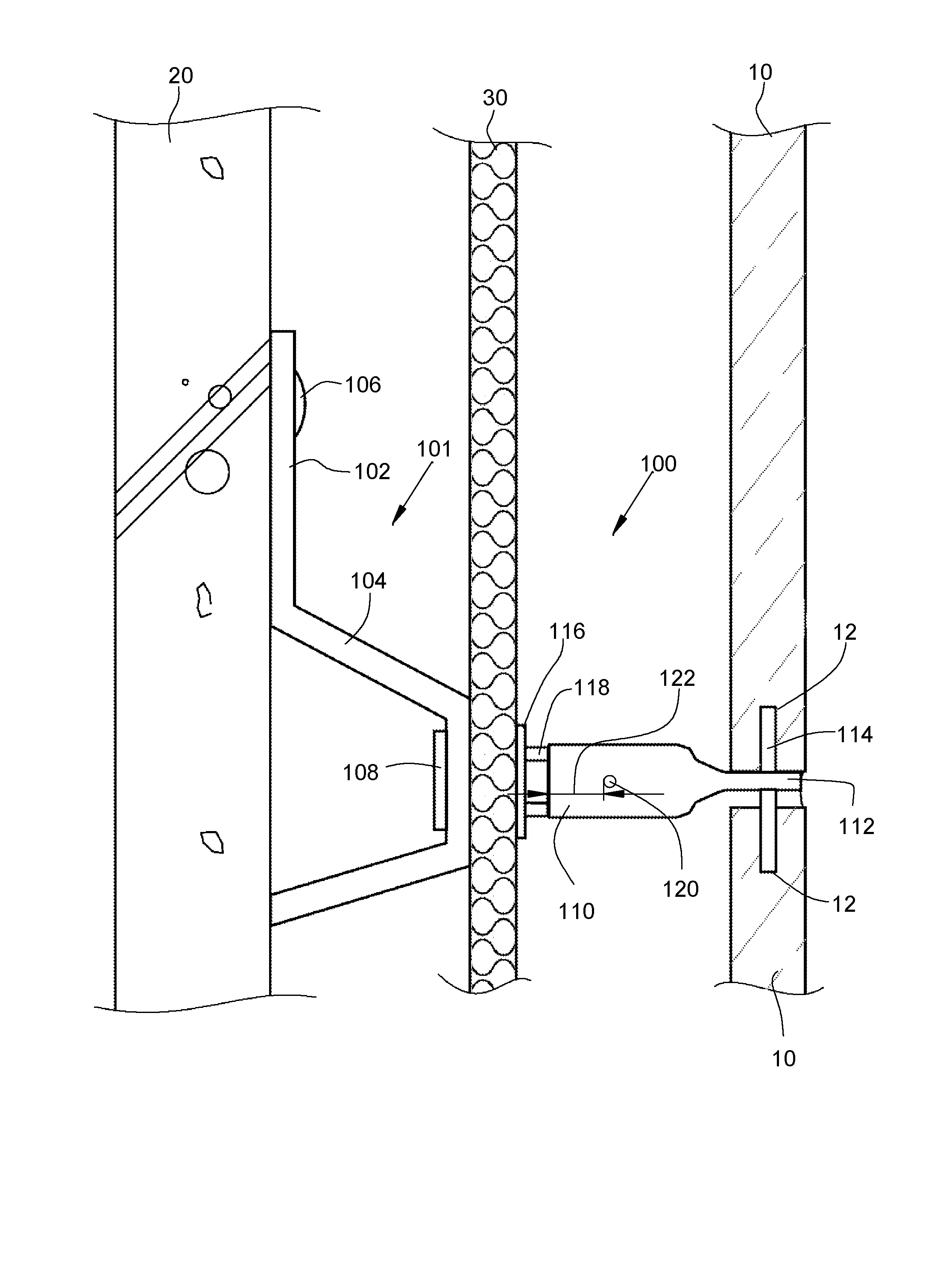 Dispositif de fixation d'un parement et d'une membrane sur un mur