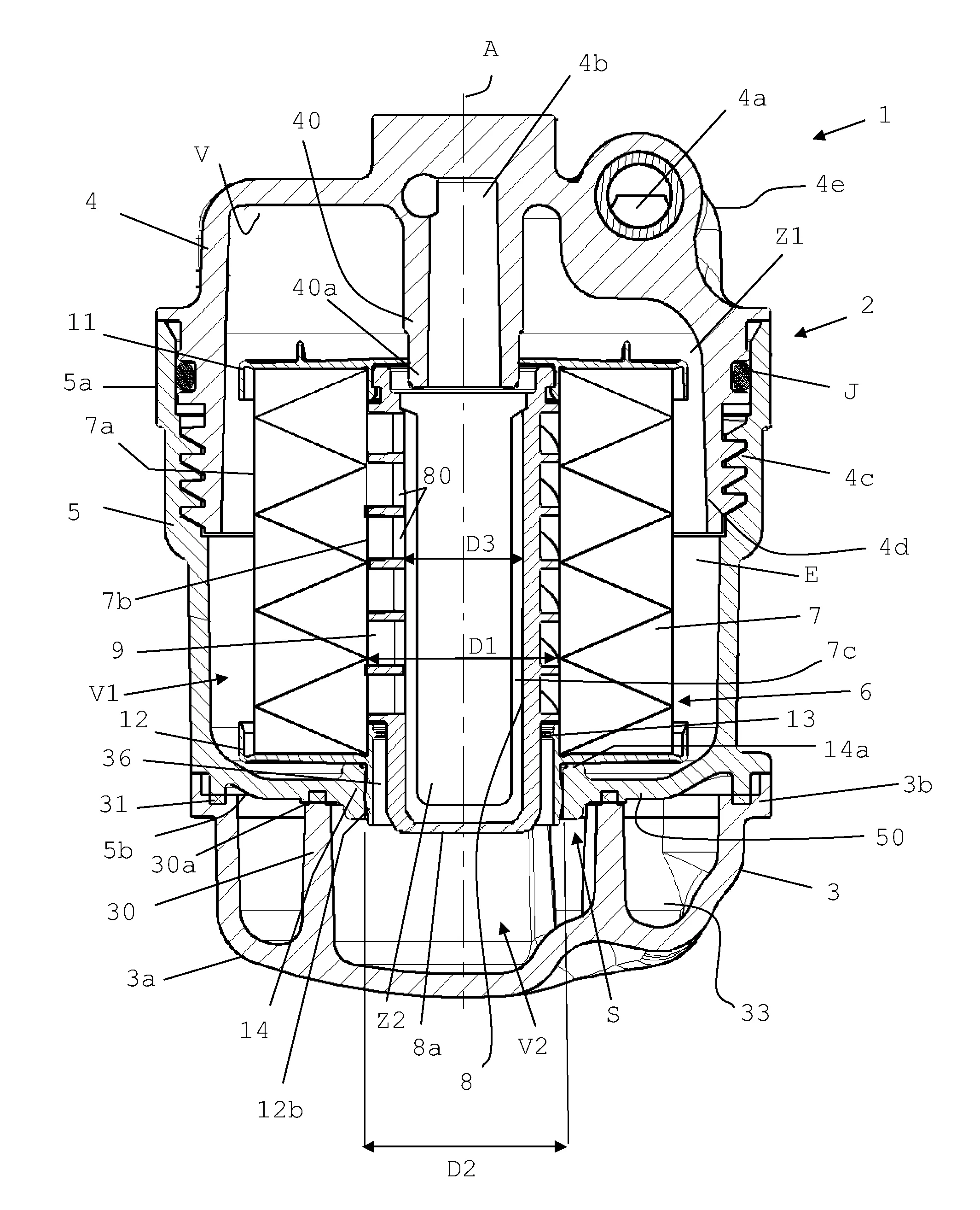 Filtre a carburant avec compartiment inferieur de collecte d'eau et element filtrant pour un tel filtre