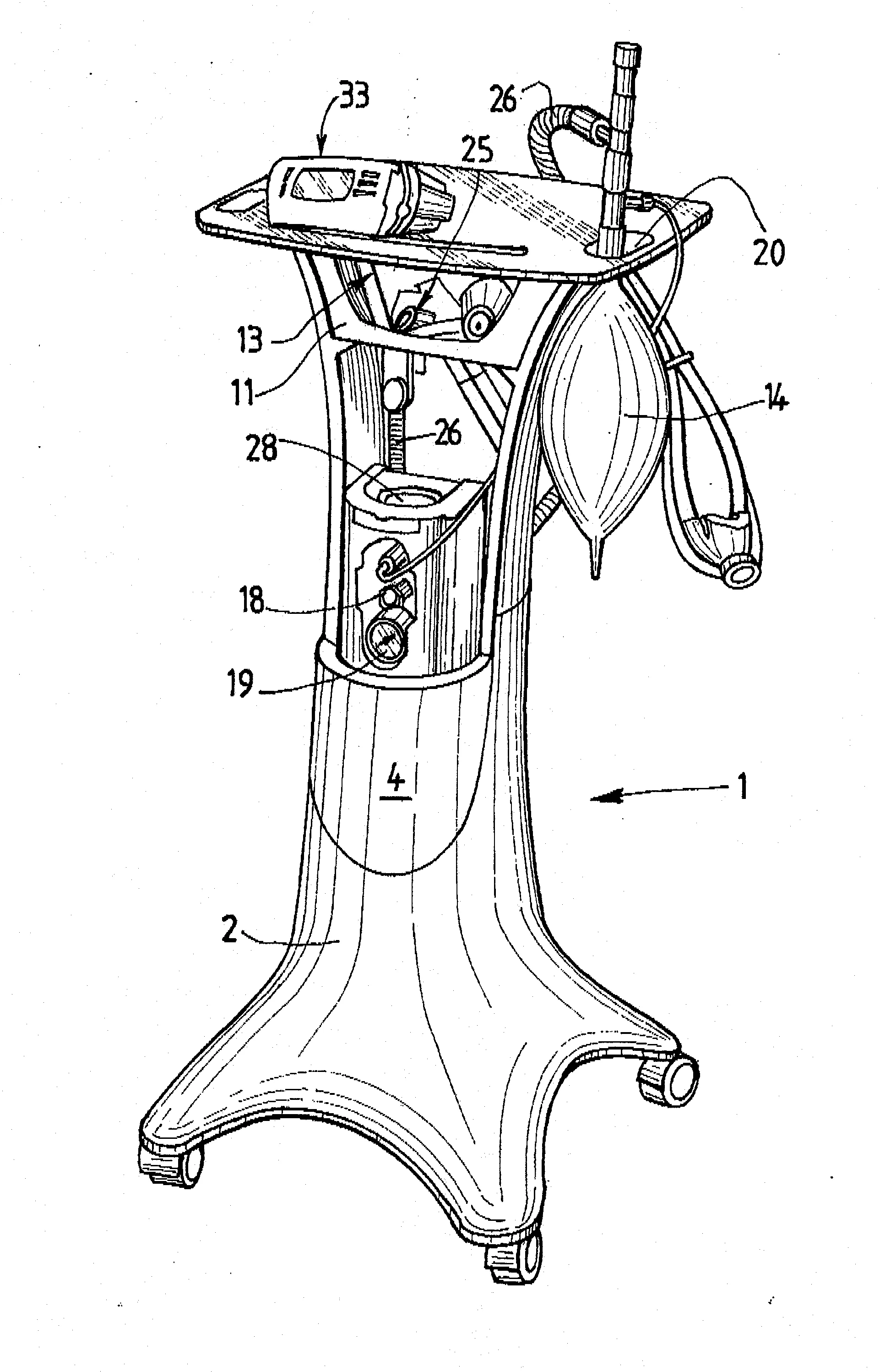 Chariot de transport d'une bouteille de gaz medical