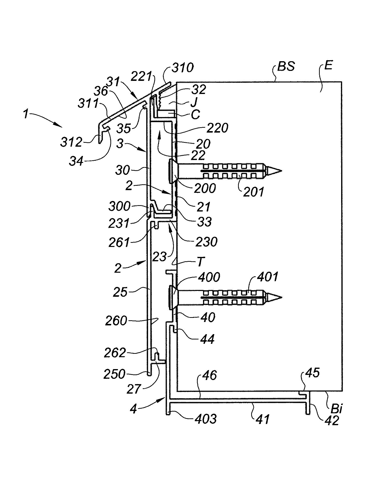 Dispositif de recouvrement d’une tranche d’un element de construction en suspens