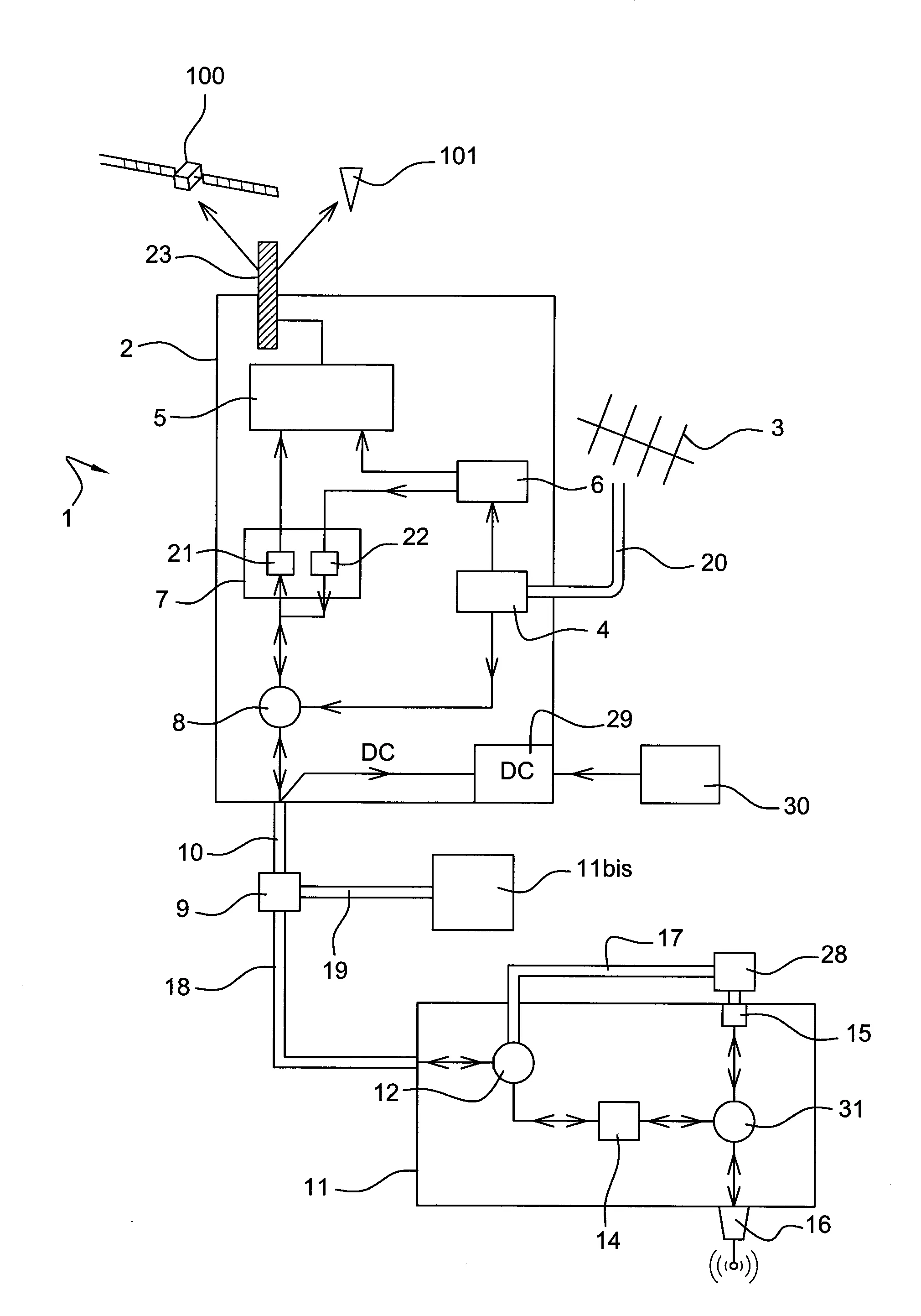 Installation d'emission/reception de signaux radioelectriques