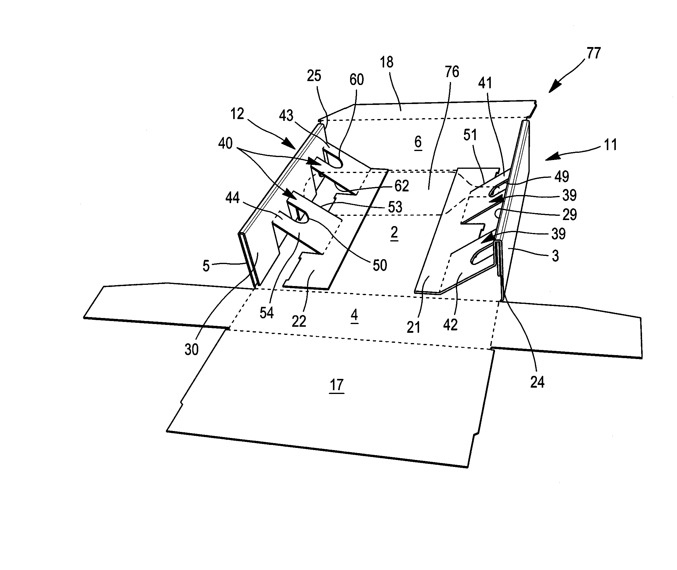 Boite d'emballage pour le transport d'au moins un objet cylindre en position allongee, et decoupe associee