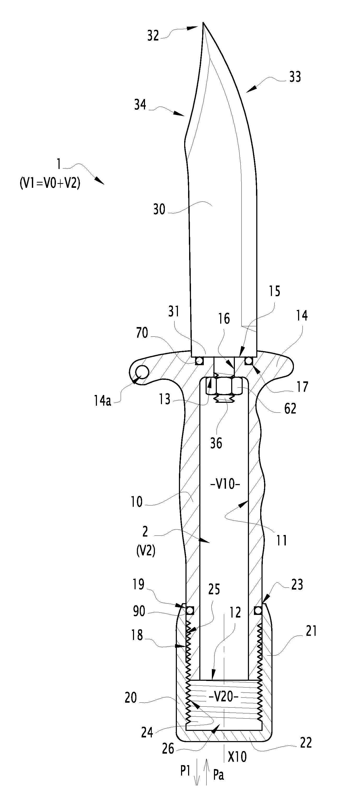 Accessoire de plongee ou de plage a flottabilite reglable, couteau de plongee et kit de plongee