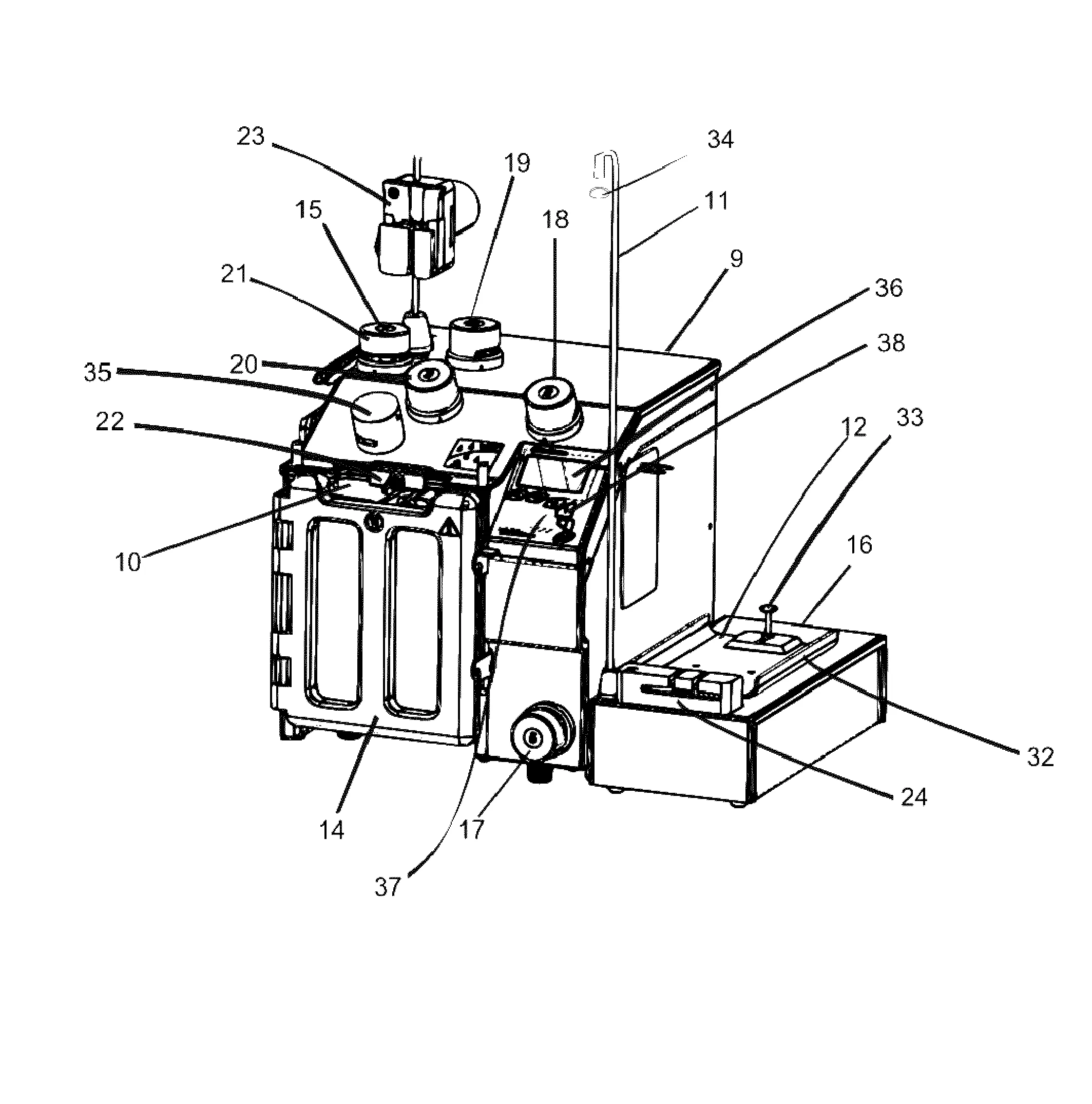 Appareil pour extraire un composant sanguin contenu dans un systeme a poches