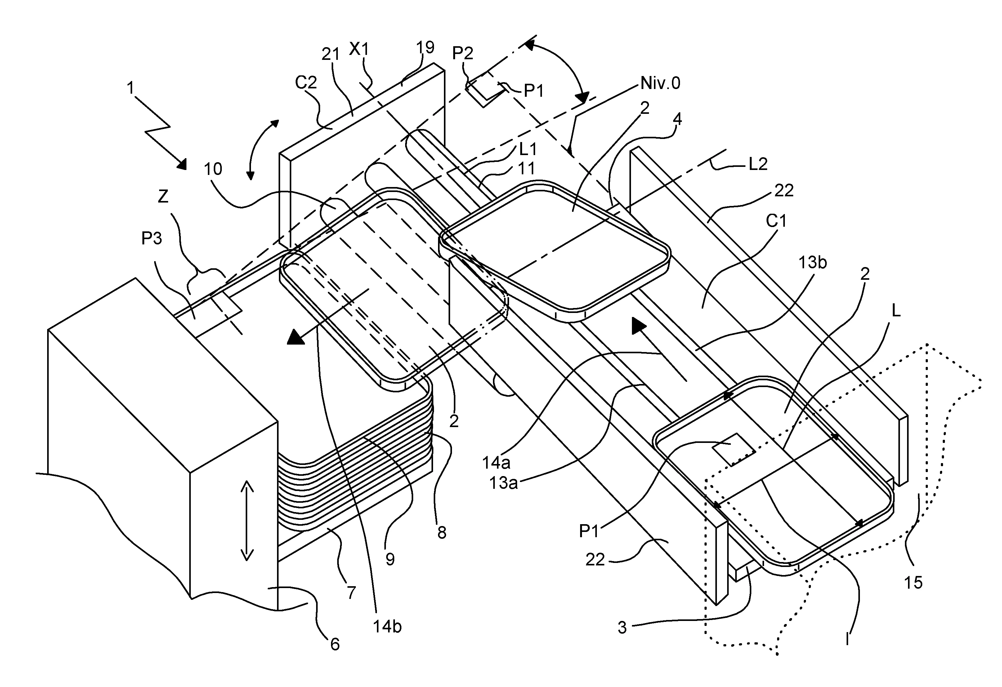 Dispositif de transfert de plateaux pour la restauration collective