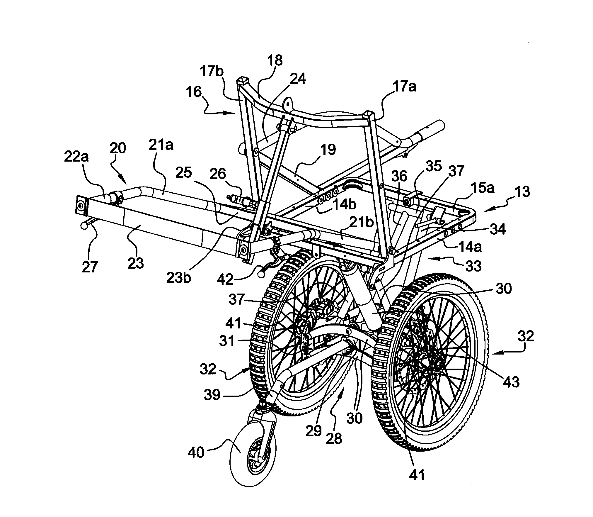 Moyen de transport tout terrain pour personnes a motricite deficiente