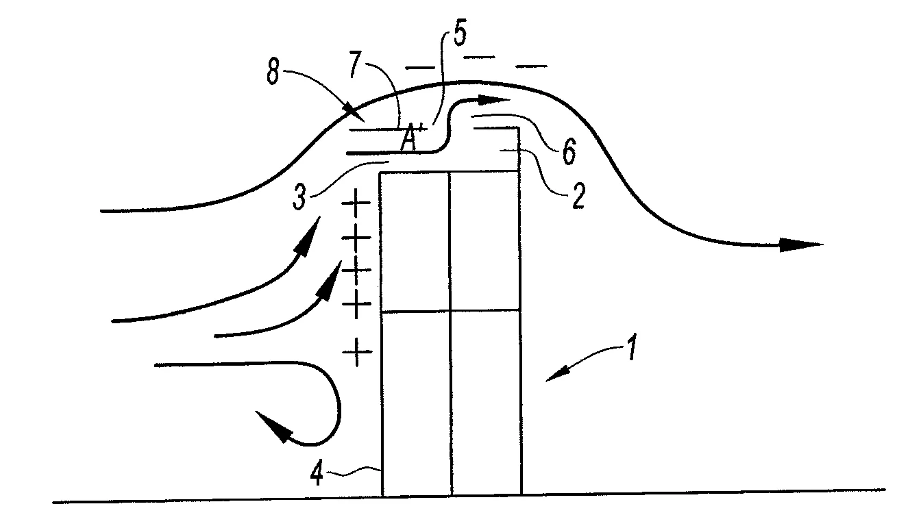 Element de construction dont le dernier etage est dedie a l'implantation d'au moins une eolienne d'axe vertical