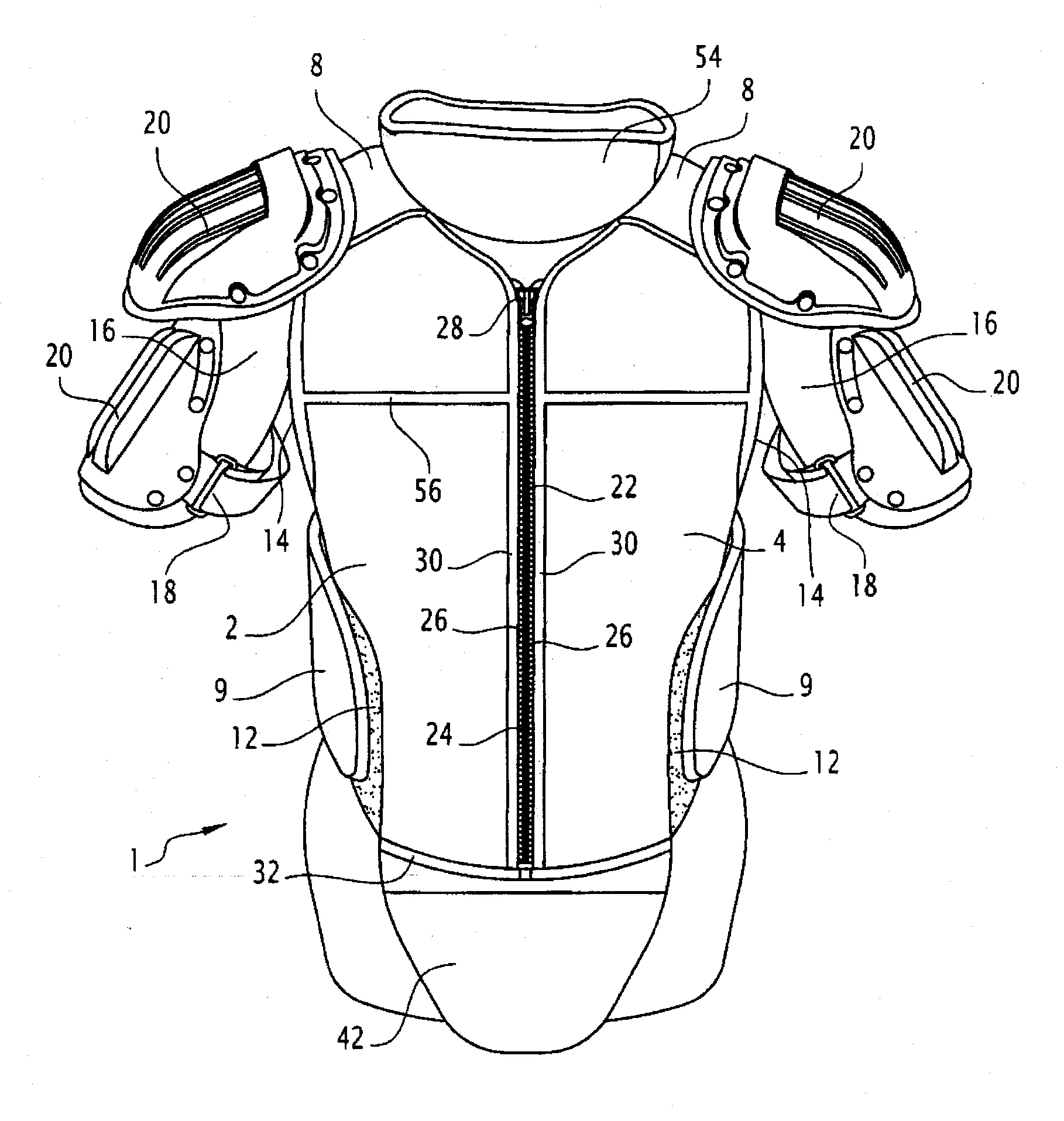 Gilet de protection pare-coups presentant une ouverture frontale
