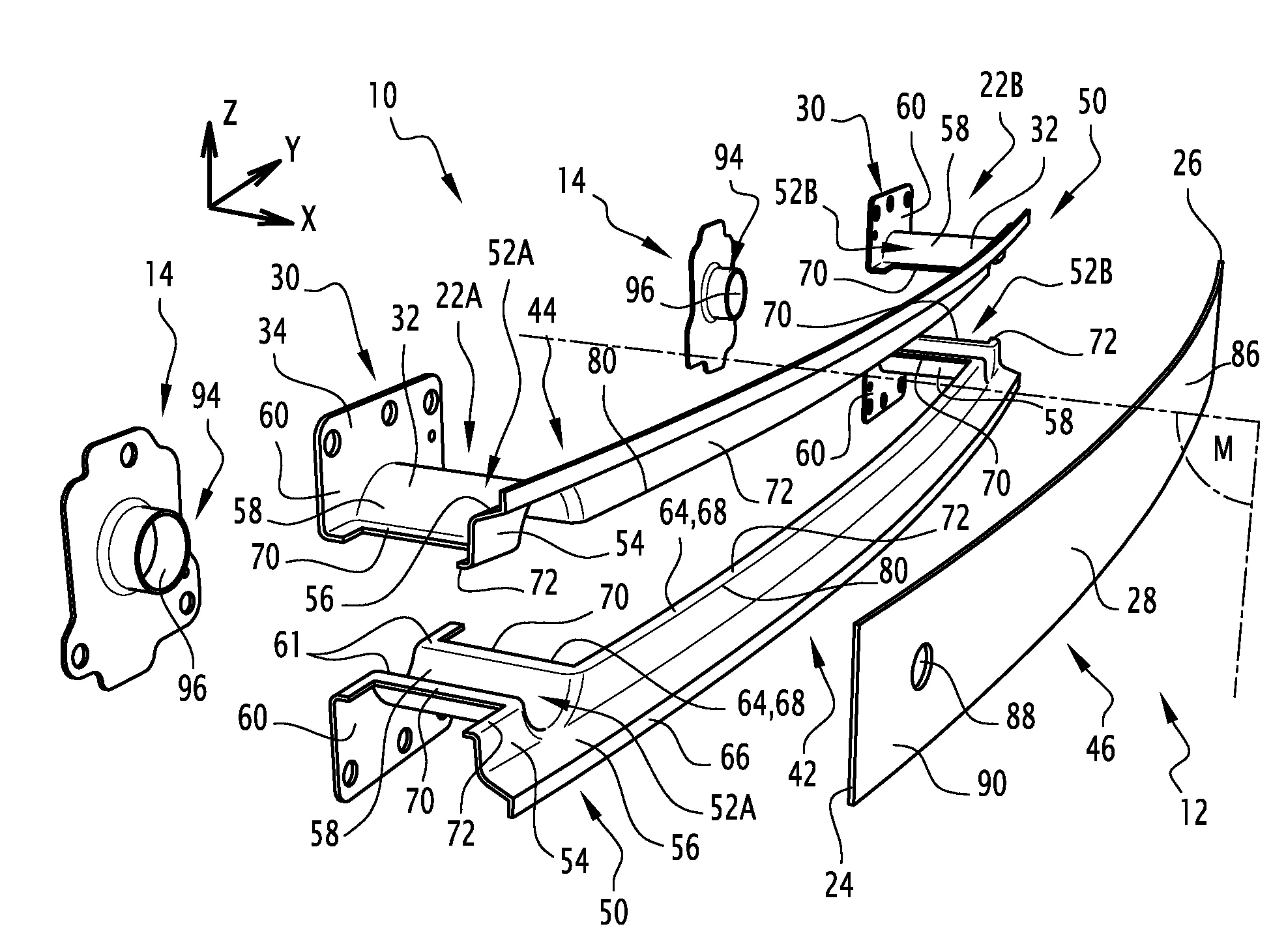 Ensemble de pare-chocs pour vehicule automobile a deux demi-coques