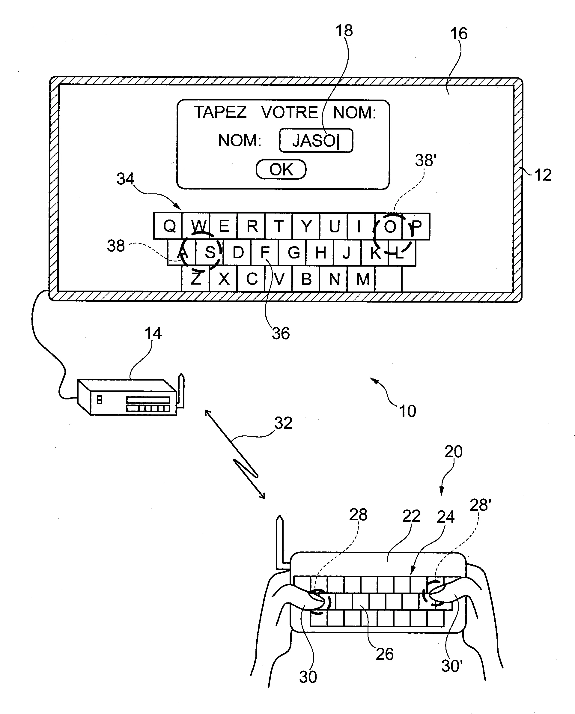 Telecommande de type "tete haute" pour decodeur numerique ou televiseur connecte