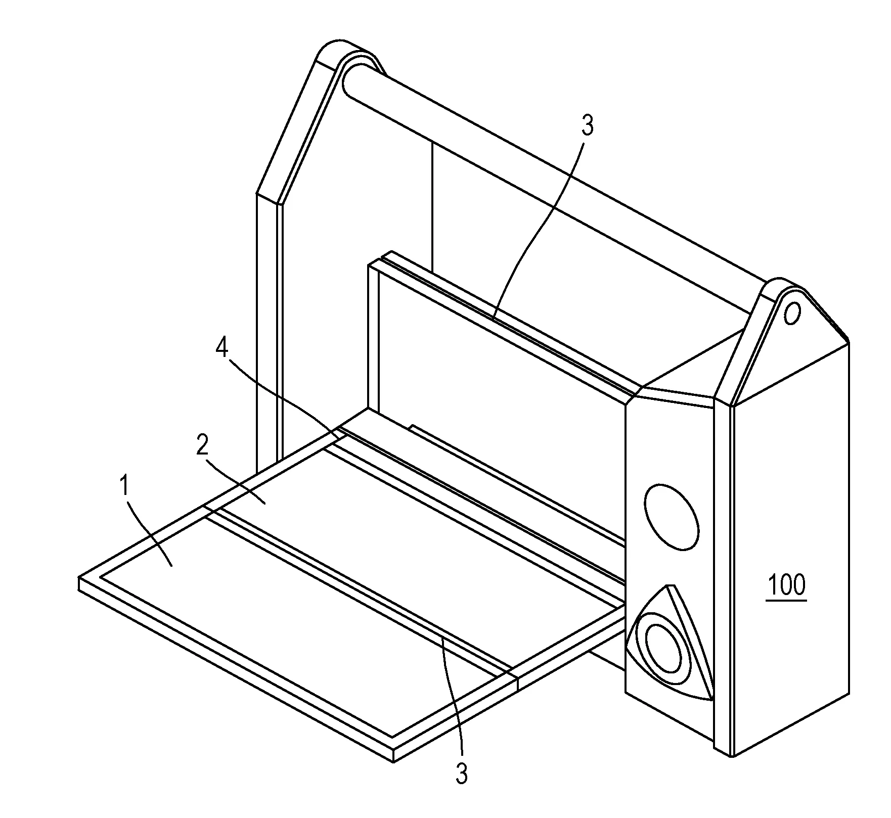 Table pliante a plusieurs tablettes repliables
