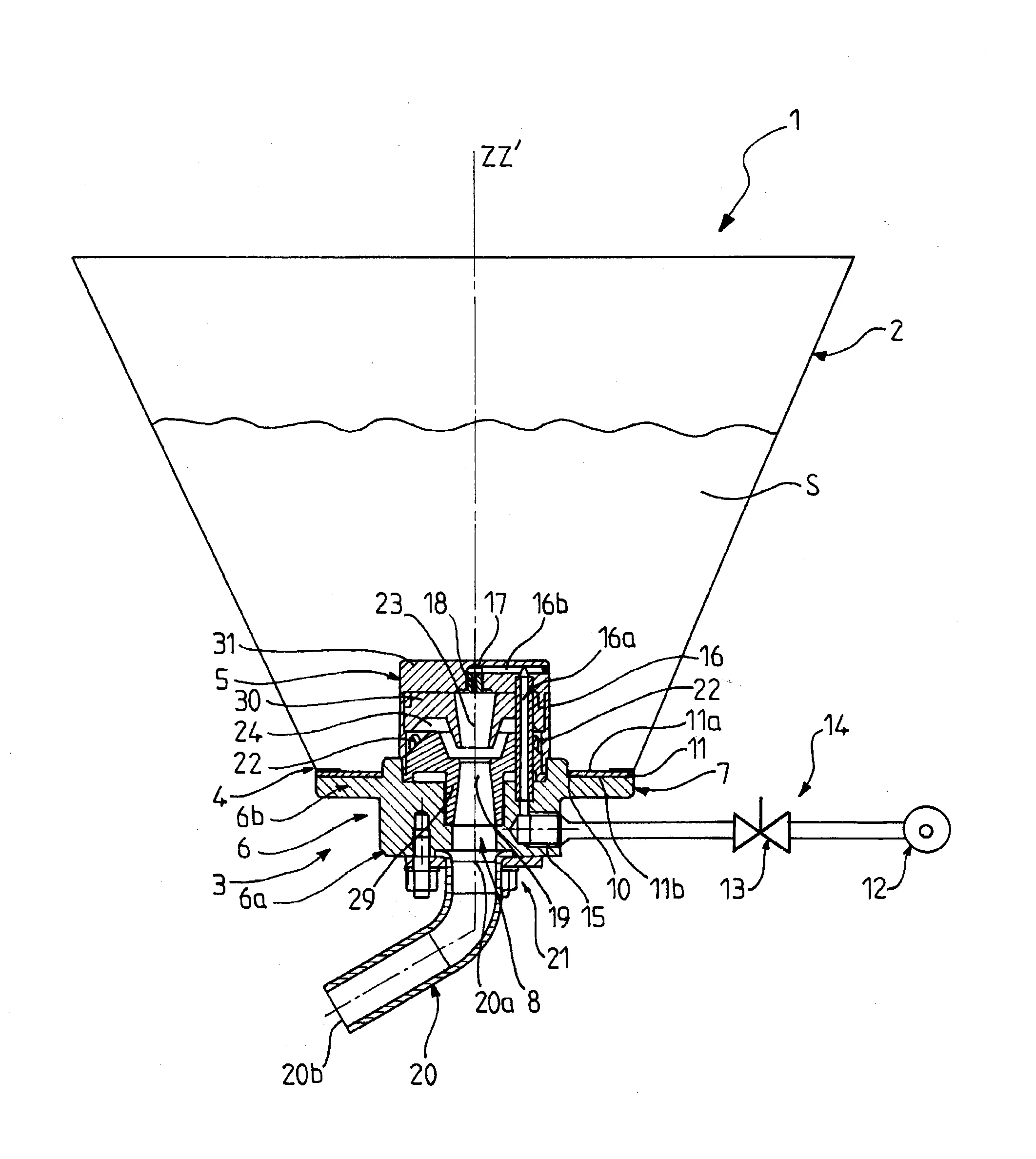 Dispositif d'ejection de matiere granuleuse a venturi
