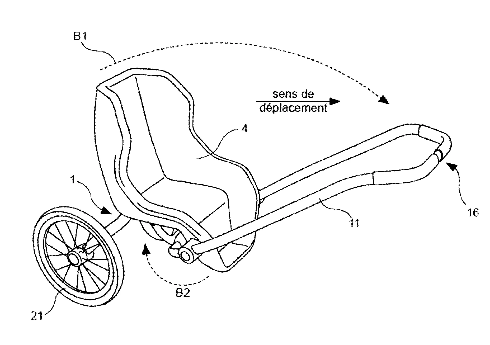 Poussette pour enfant transformable en remorque pour velo