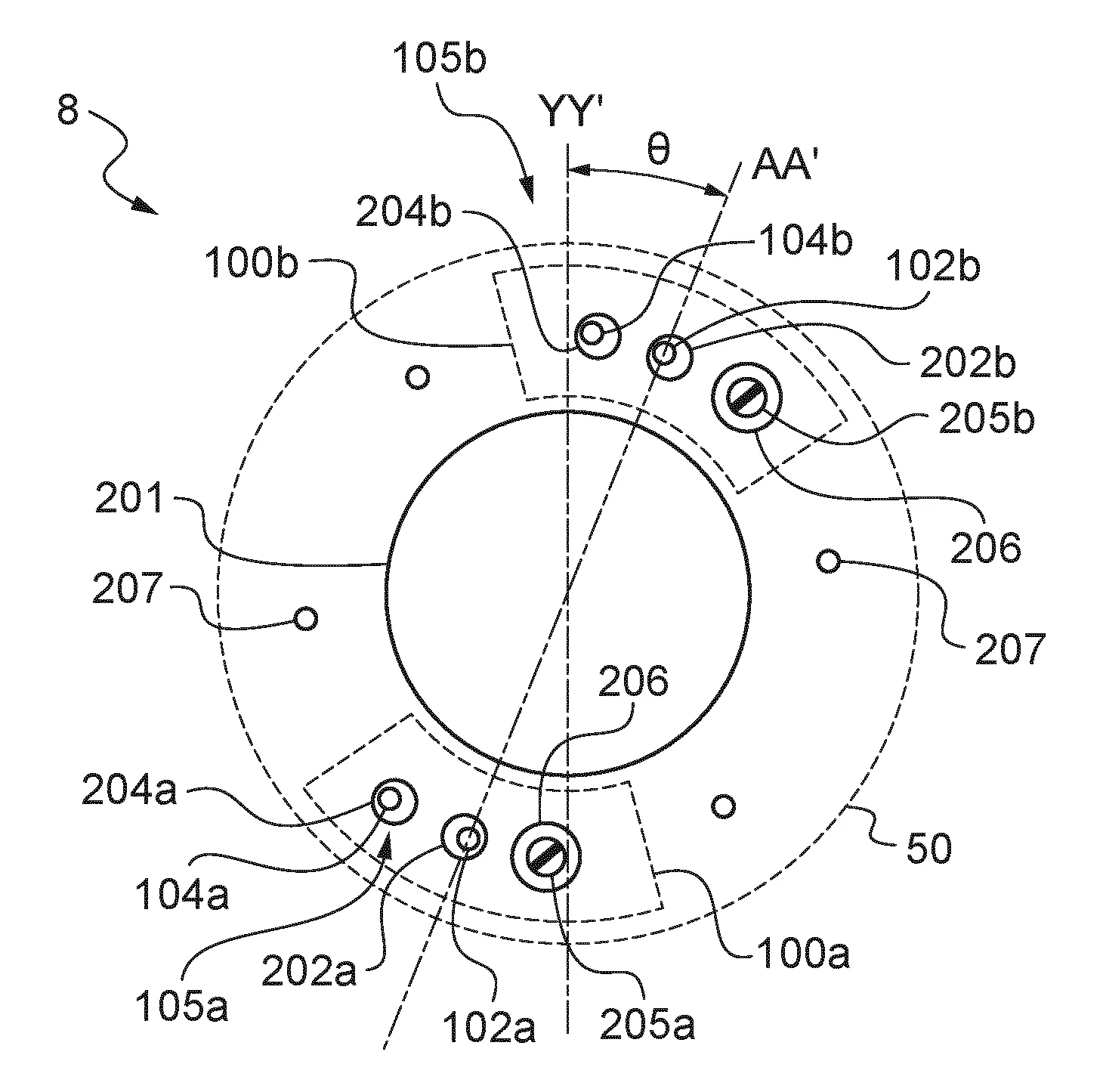 Paroi de support d'un vehicule de transport en commun incorporant un dispositif de fixation d'un module integrant un appareil a axe de visee et procede de fixation d'un tel module