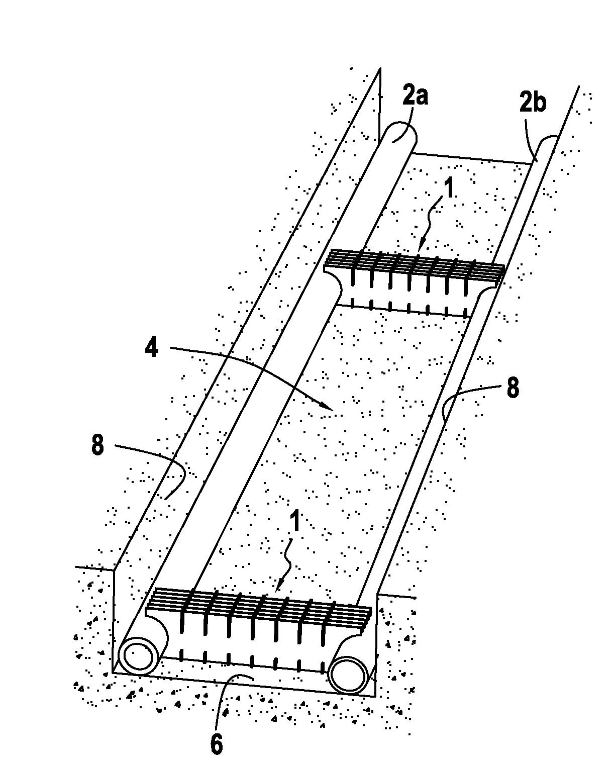 Entretoise pour la pose de canalisations destinees a etre enfouies dans le sol et procede d'enfouissement en parallele de canalisations