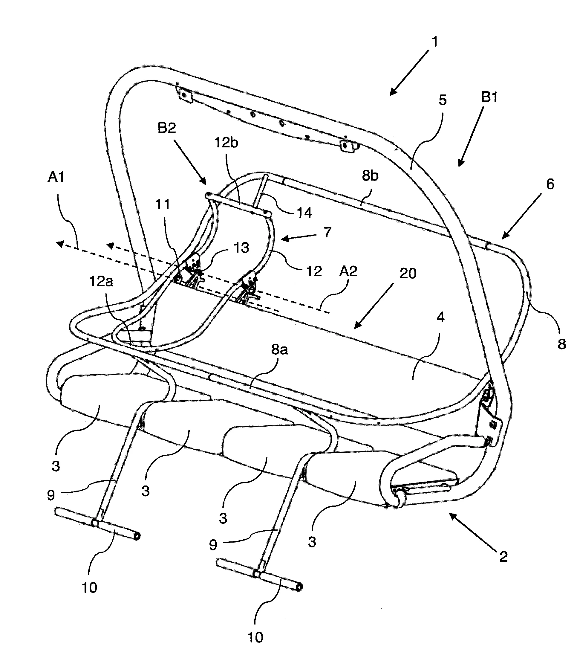 Dispositif de protection de passager destine a etre monte sur un siege d'un telesiege