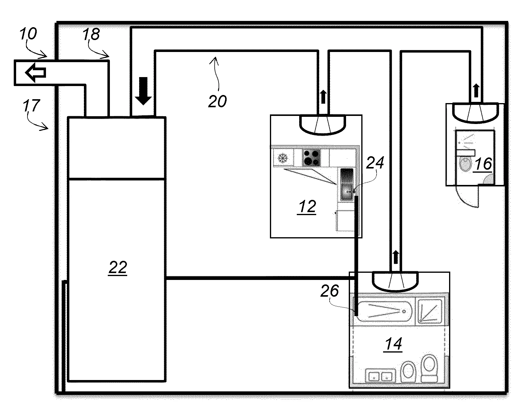 Regulation d’une installation d’extraction d’air depuis un local comprenant un point de distribution d’eau