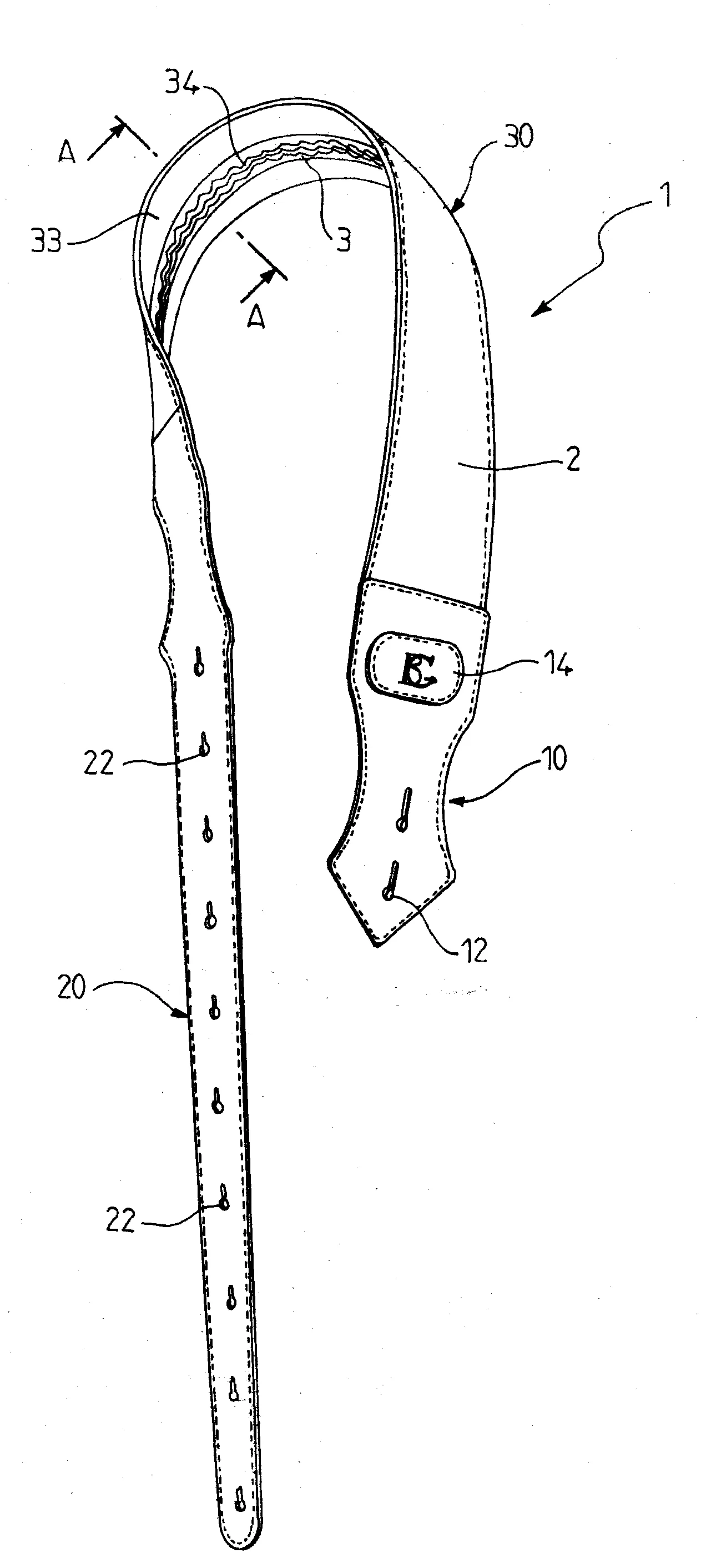 Sangle pour supporter un instrument de musique autour du cou d'un musicien pourvue de moyen anti-glissement