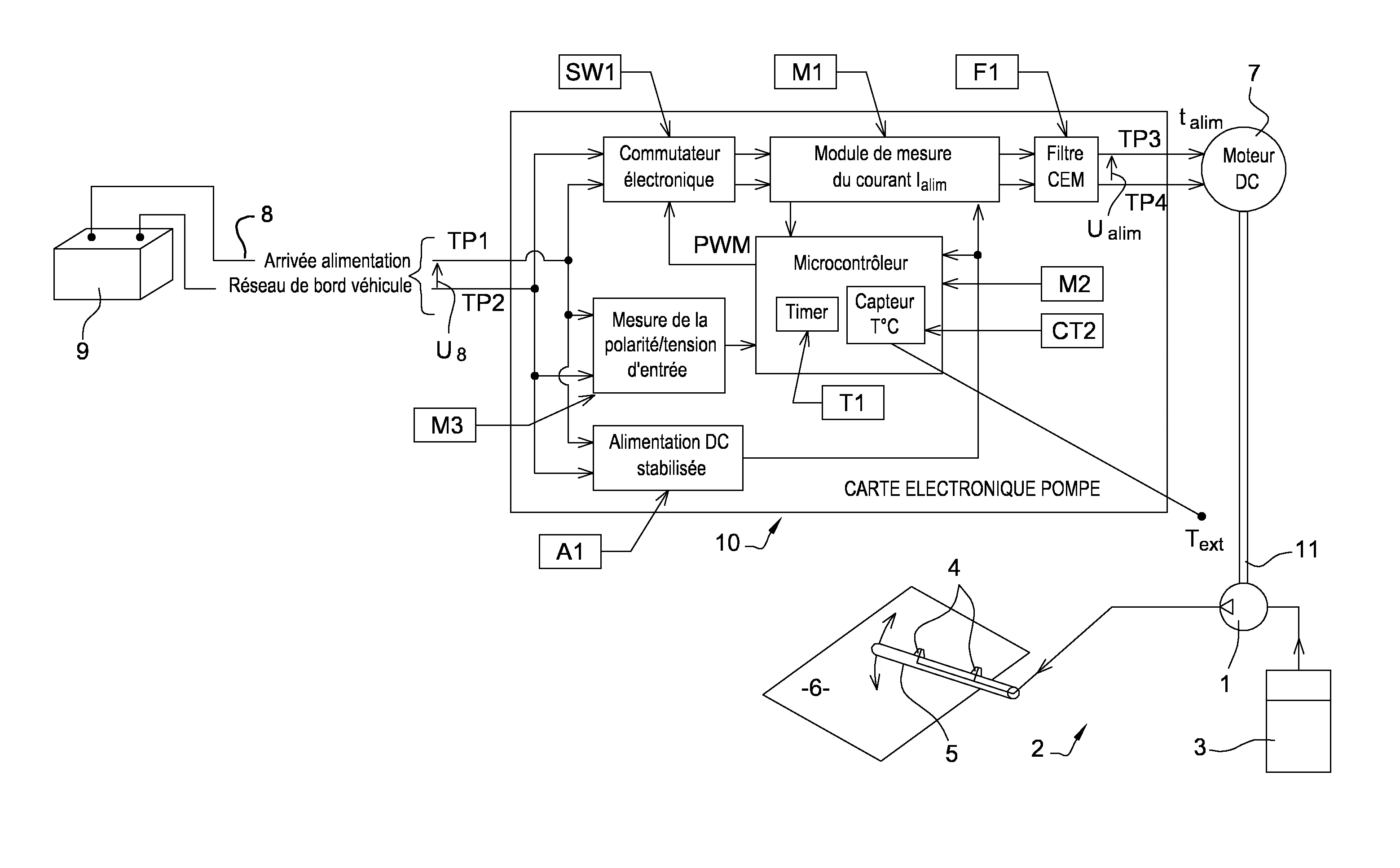 Gestion electronique d’une pompe de lave-glace