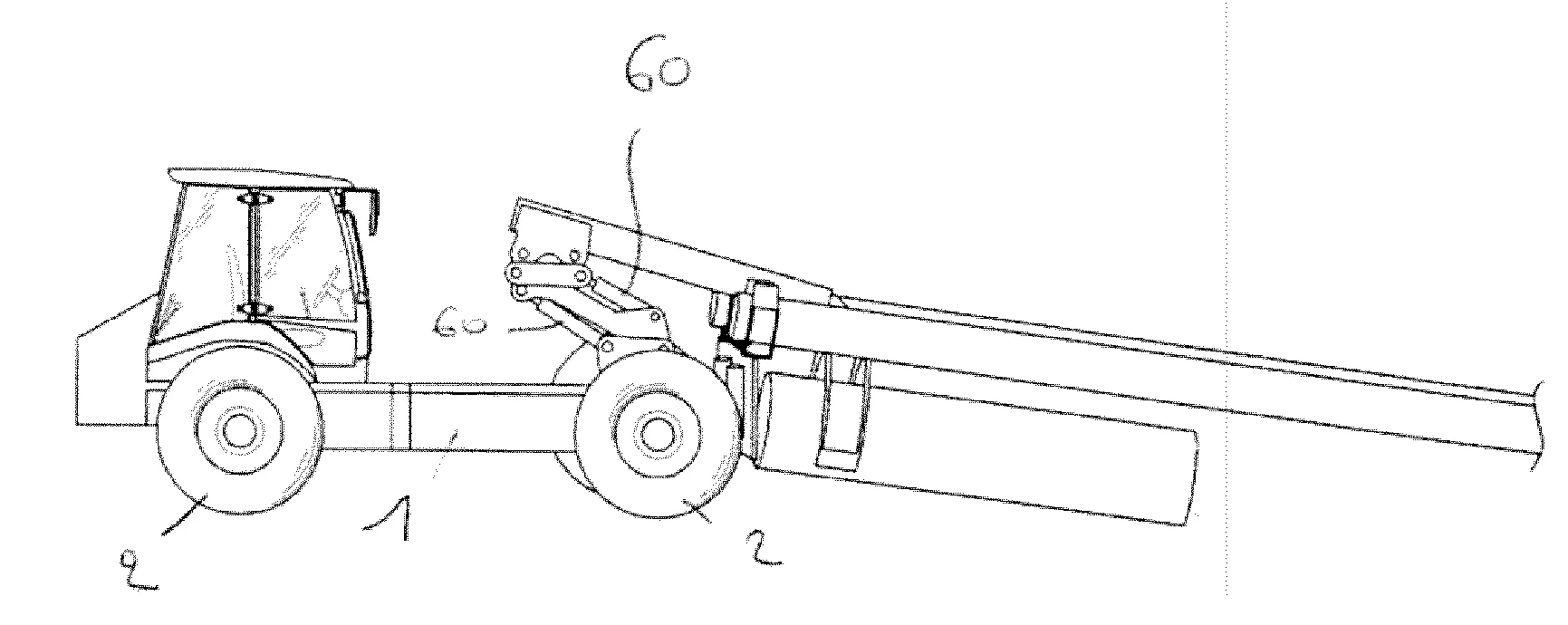 Tracteur forestier equipe d'une grue adaptee pour la manipulation et le transport de grumes