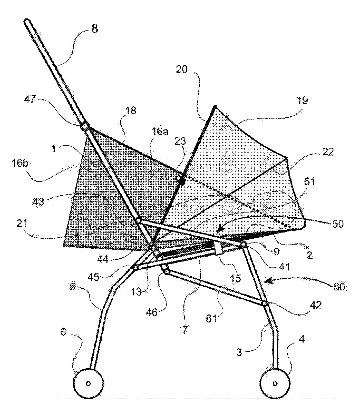 Poussette pliable adaptable au transport des nouveau-nes