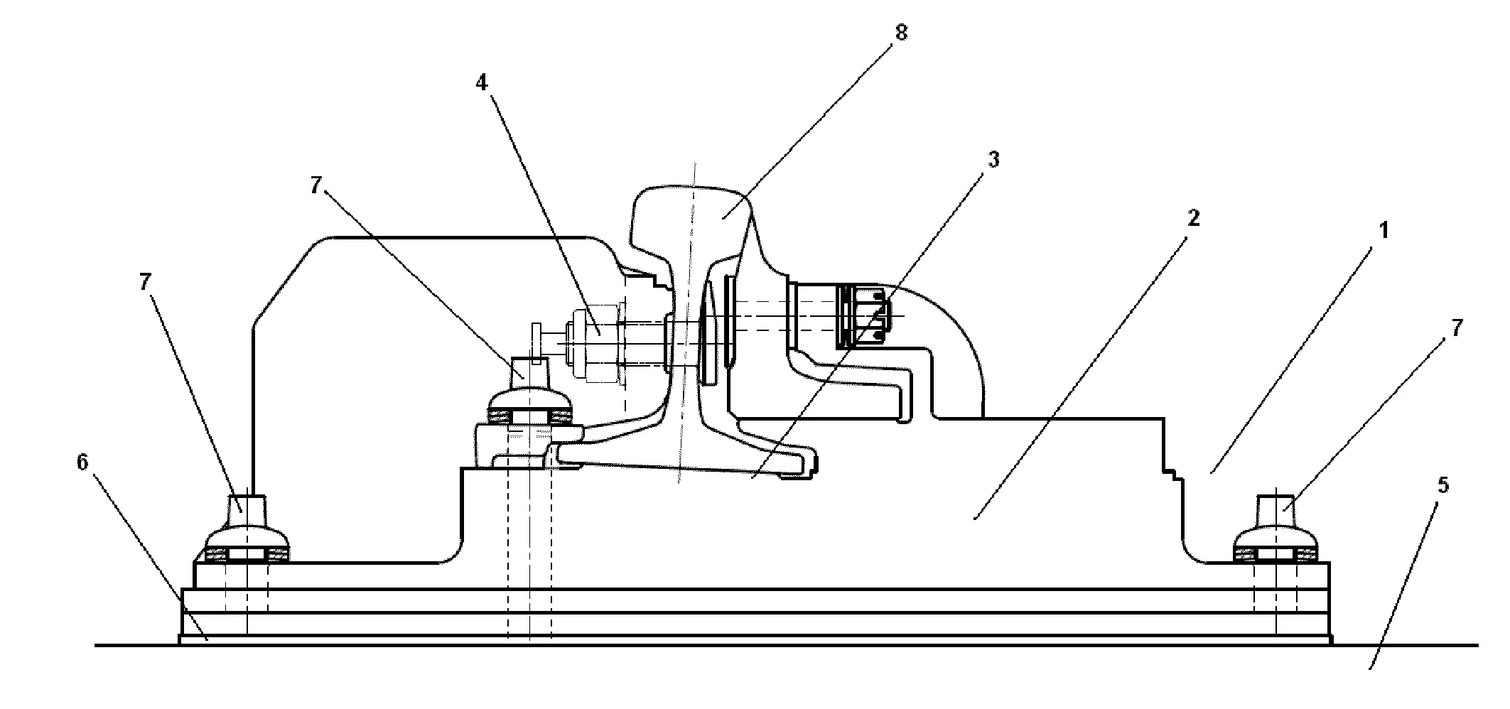 Ensemble forme d'un vcc (verrou carter coussinet) d'appareil de voie sur traverse