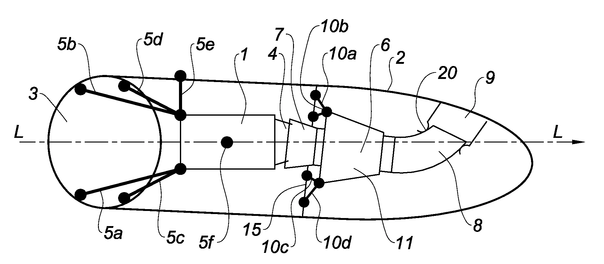 Suspension d'un element tubulaire dans un compartiment d'aeronef