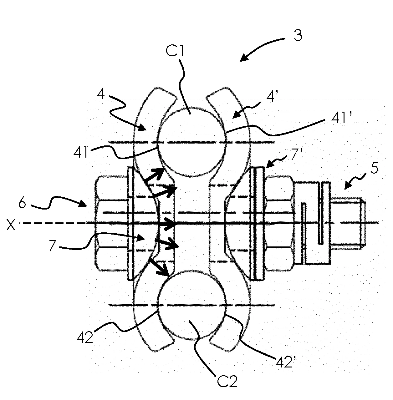 Griffe de connexion d'au moins deux cables
