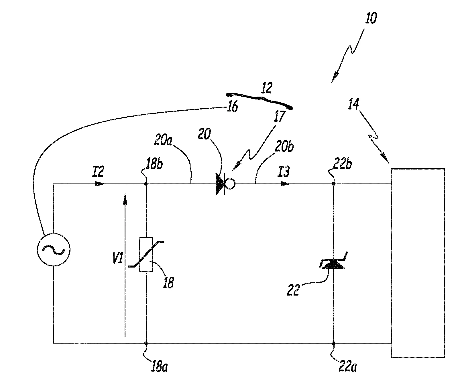 Dispositif de protection d'un circuit contre des surtensions et organe d'alimentation electrique comprenant un tel dispositif