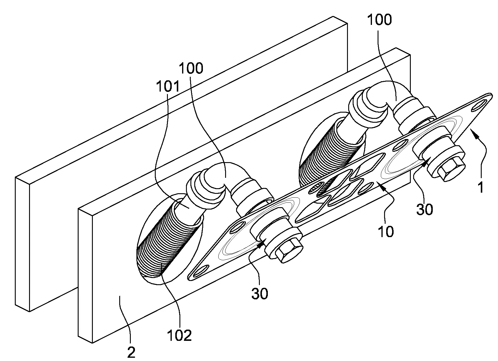 Systeme de raccordement d’un robinet sur une paroi