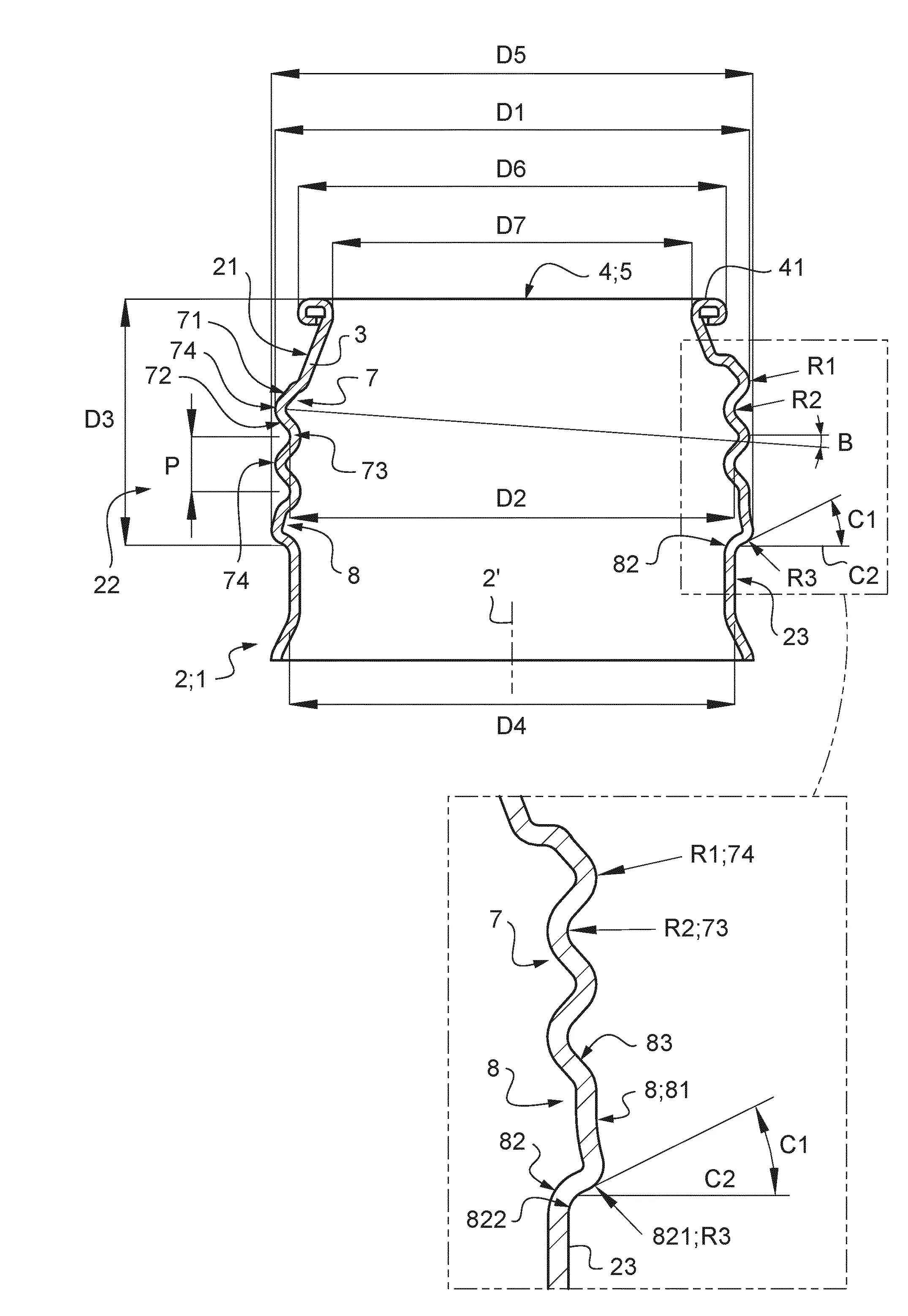 Contenant metallique comportant un goulot adapte a recevoir un element d'obturation du type capsule a vis