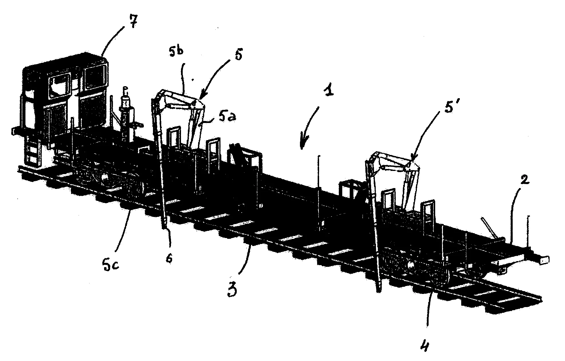 Vehicule pour le chargement et le dechargement de barres metalliques telles que des rails