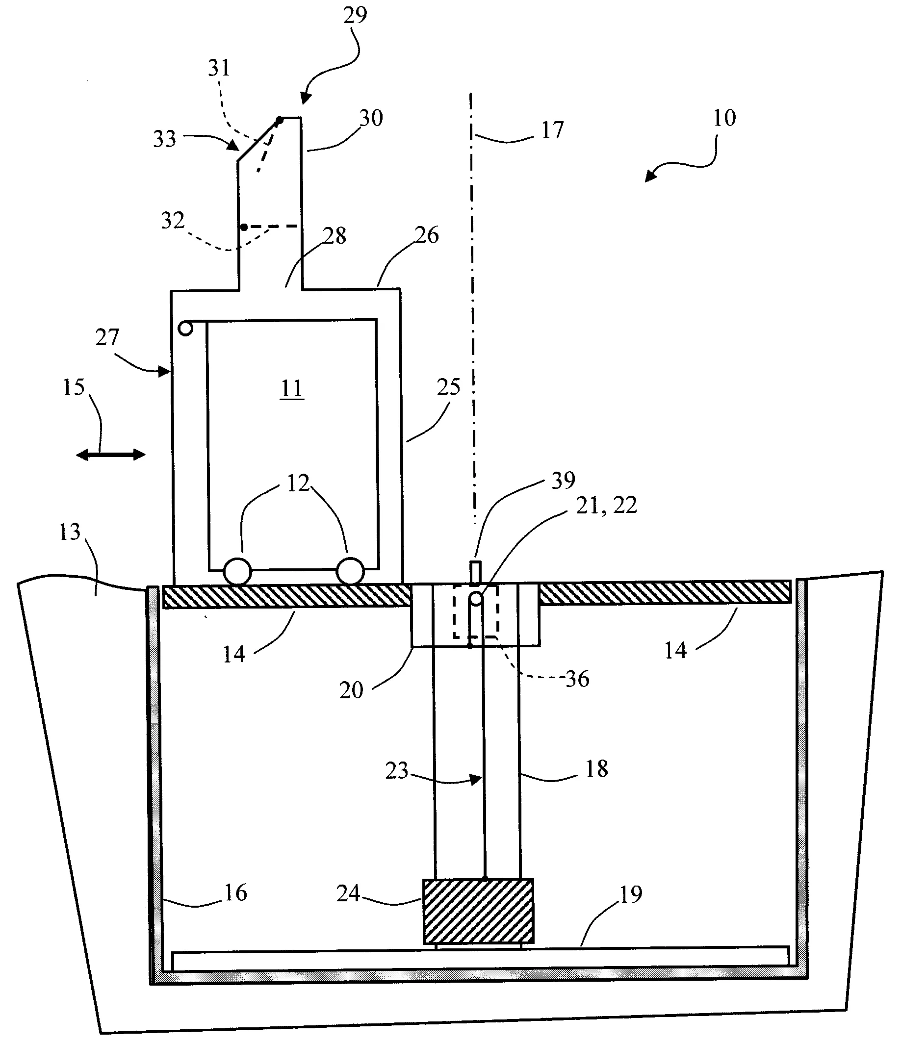 Dispositif de stockage souterrain de conteneur a dechets